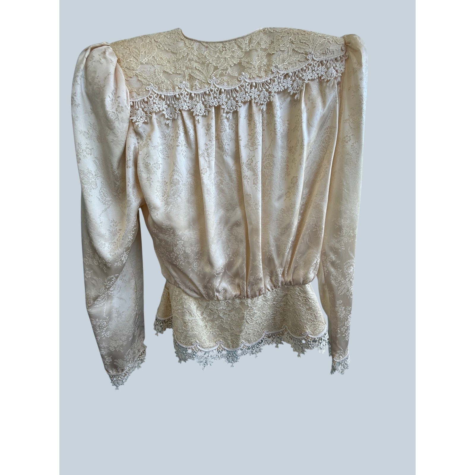 Jessica McClintock 70s Vintage Champagne Silk Lace Bridal Suit 4 Bridgerton