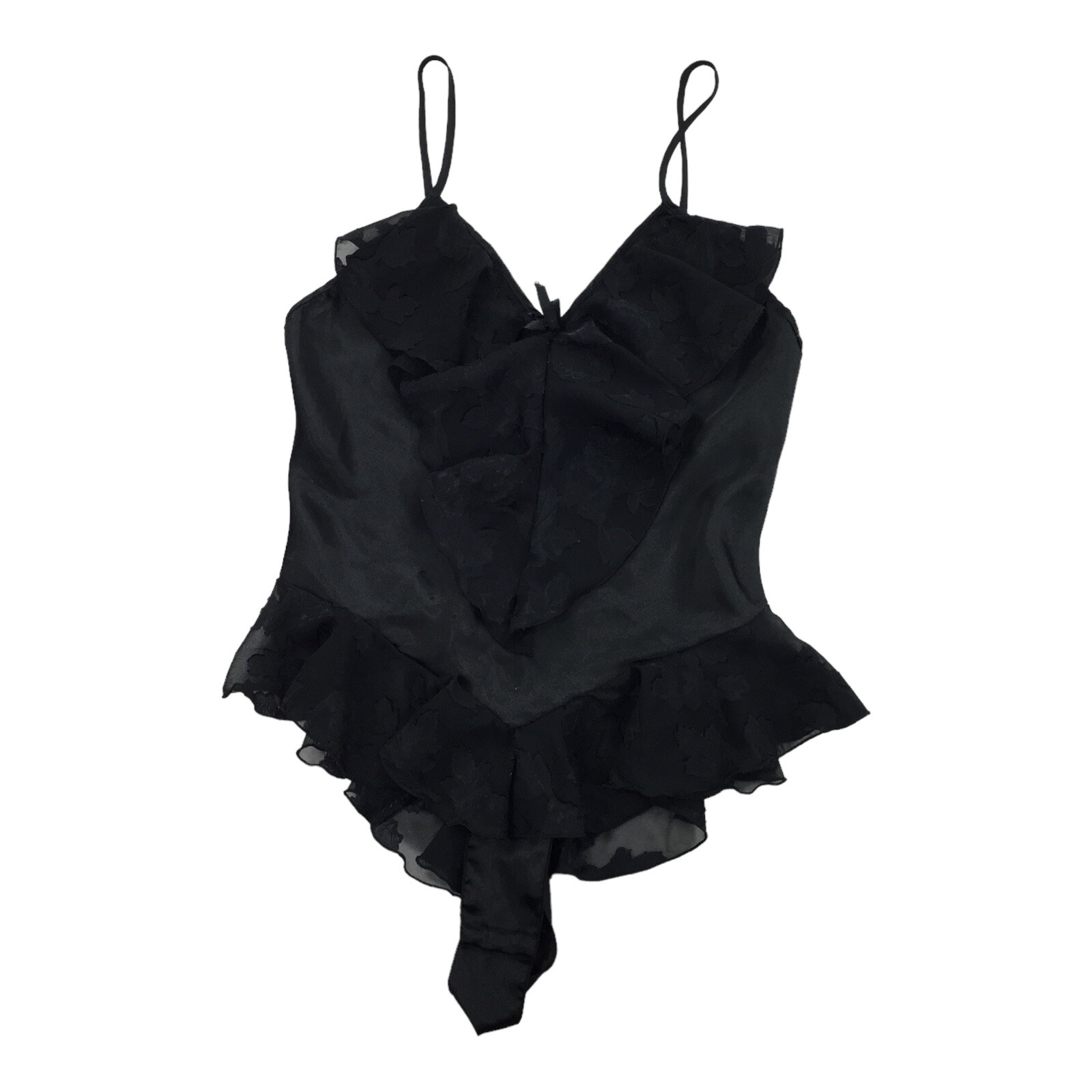 Vintage 1980s Feather Bed Intimate Lingerie Teddy Bodysuit M Black One Piece