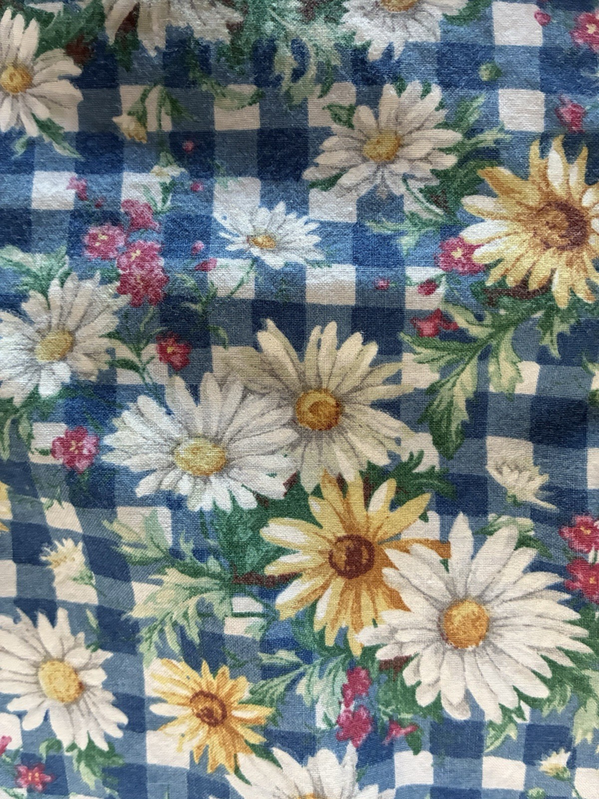 Vintage 80s Andrew McMullan Gingham Daisy Print Button Up Short Sleeve M USA