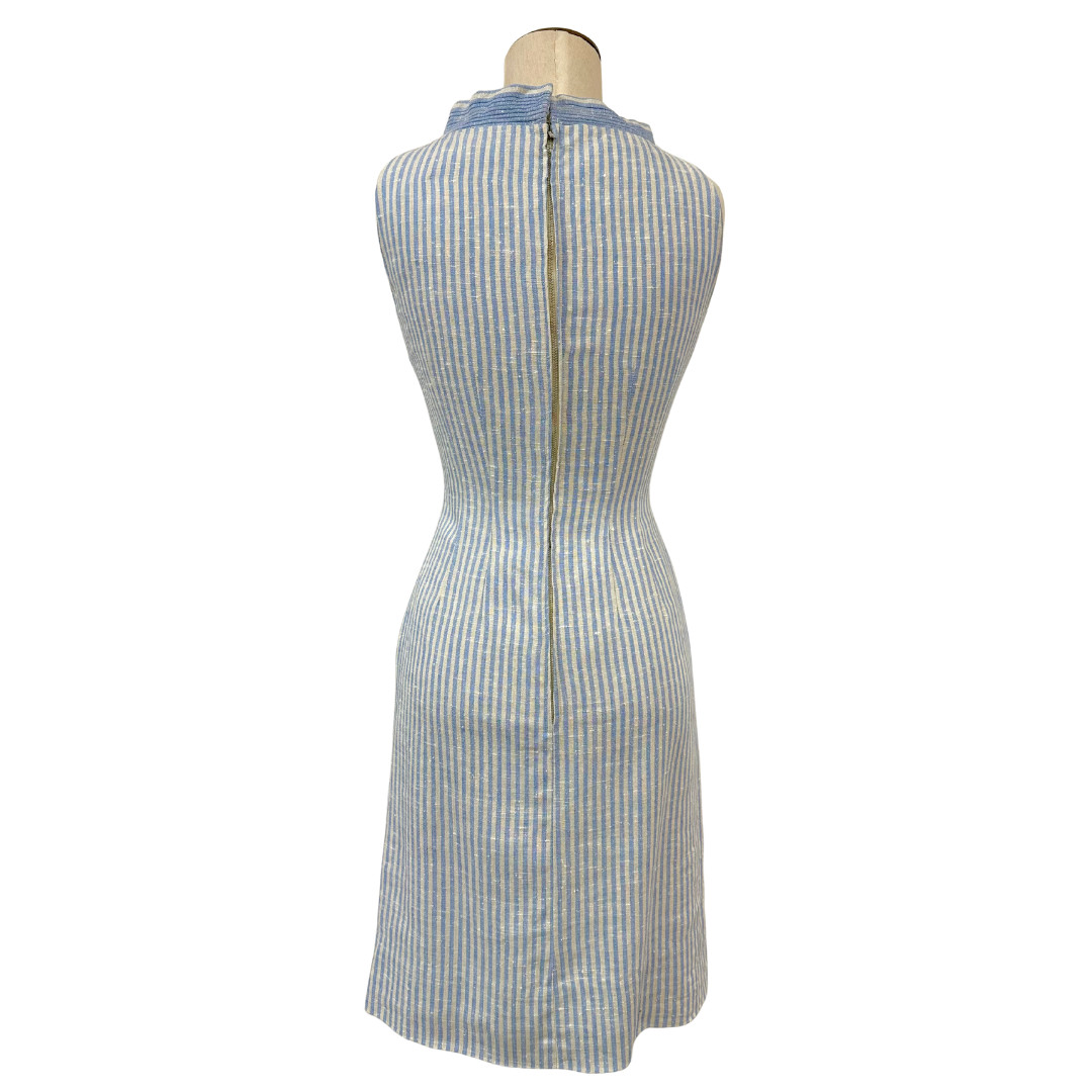 Vintage 1960s Anne Fogarty Blue Striped Wiggle Dress