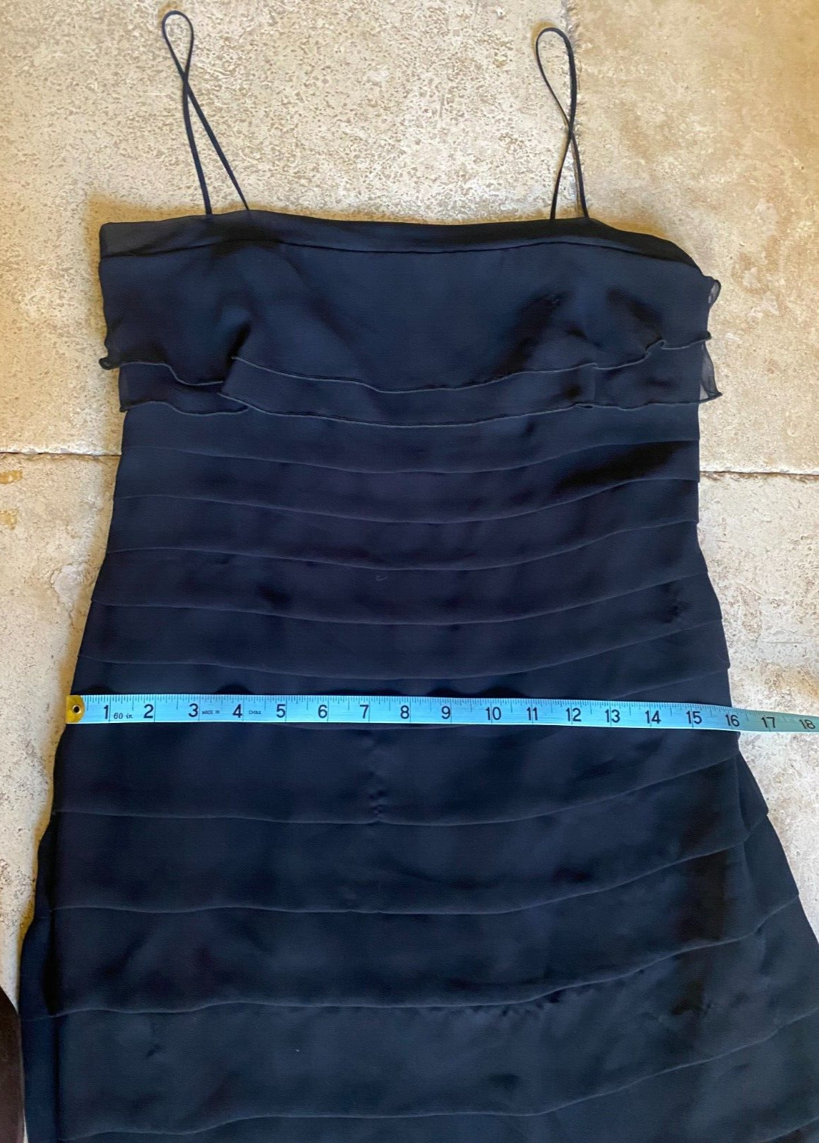 Vintage 1990s A.B.S. Evening Allen Schwartz Black Chiffon Ruffle Gown 6