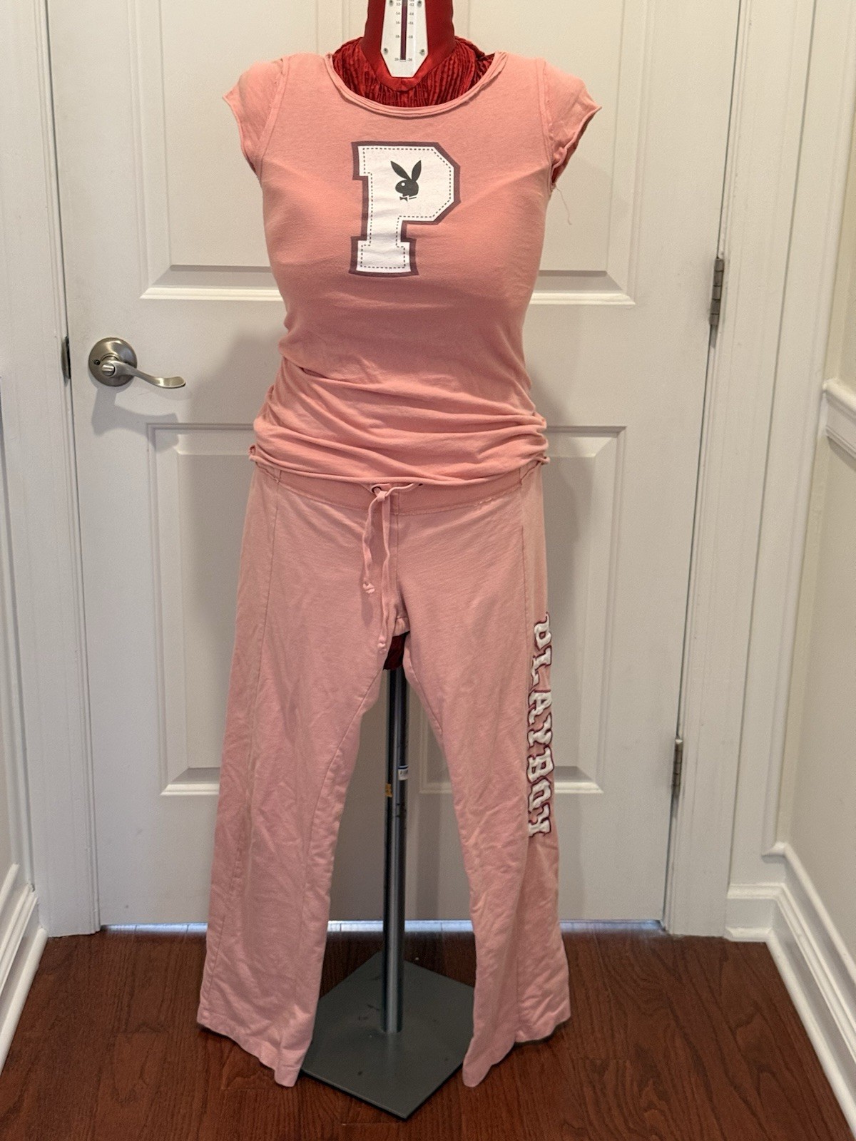 Women’s Vintage 2009 Playboy Size L Pink low rise Drawstring Track pants