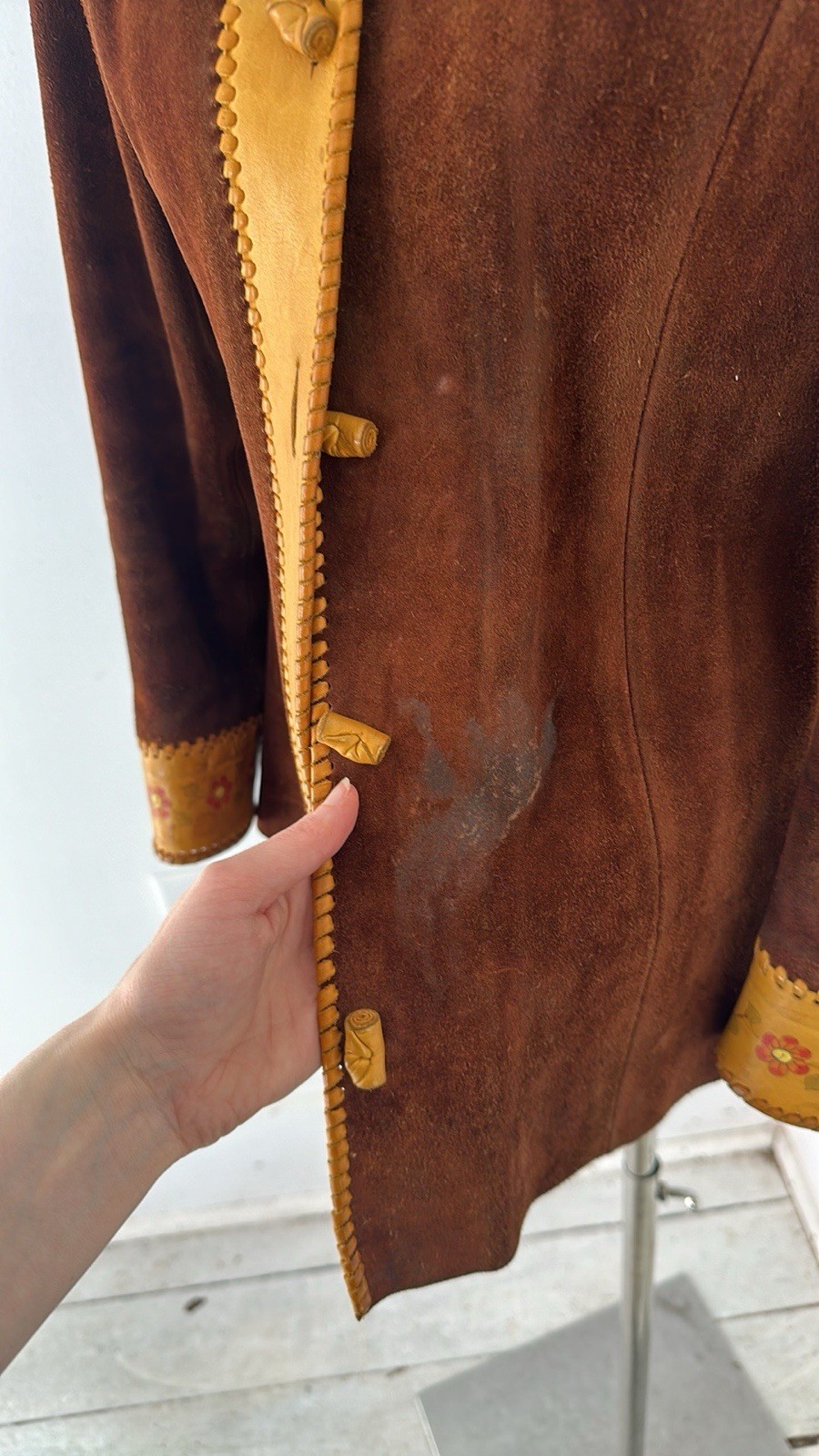 Vintage 70s CHAR Handpainted Hippy Genuine Suede Jacket