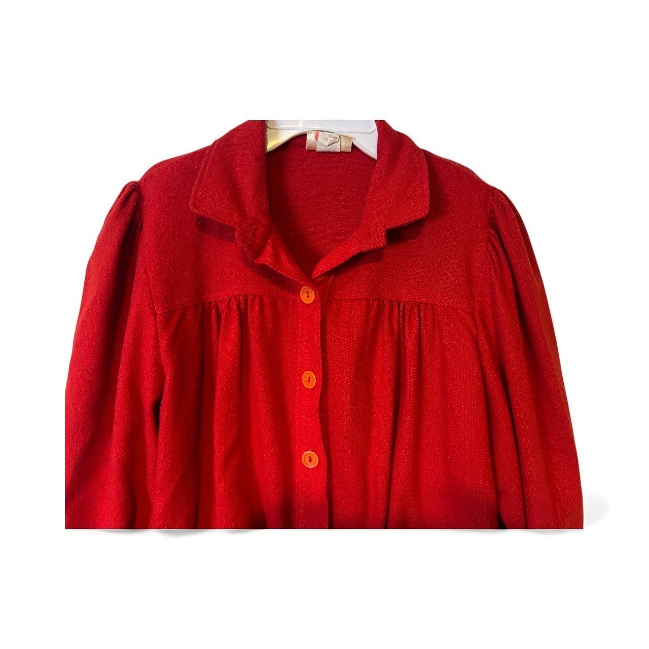 Red Vintage Women’s Jacket Medium You Babes by Fritzi Wool Blend Pleaded Shoulde