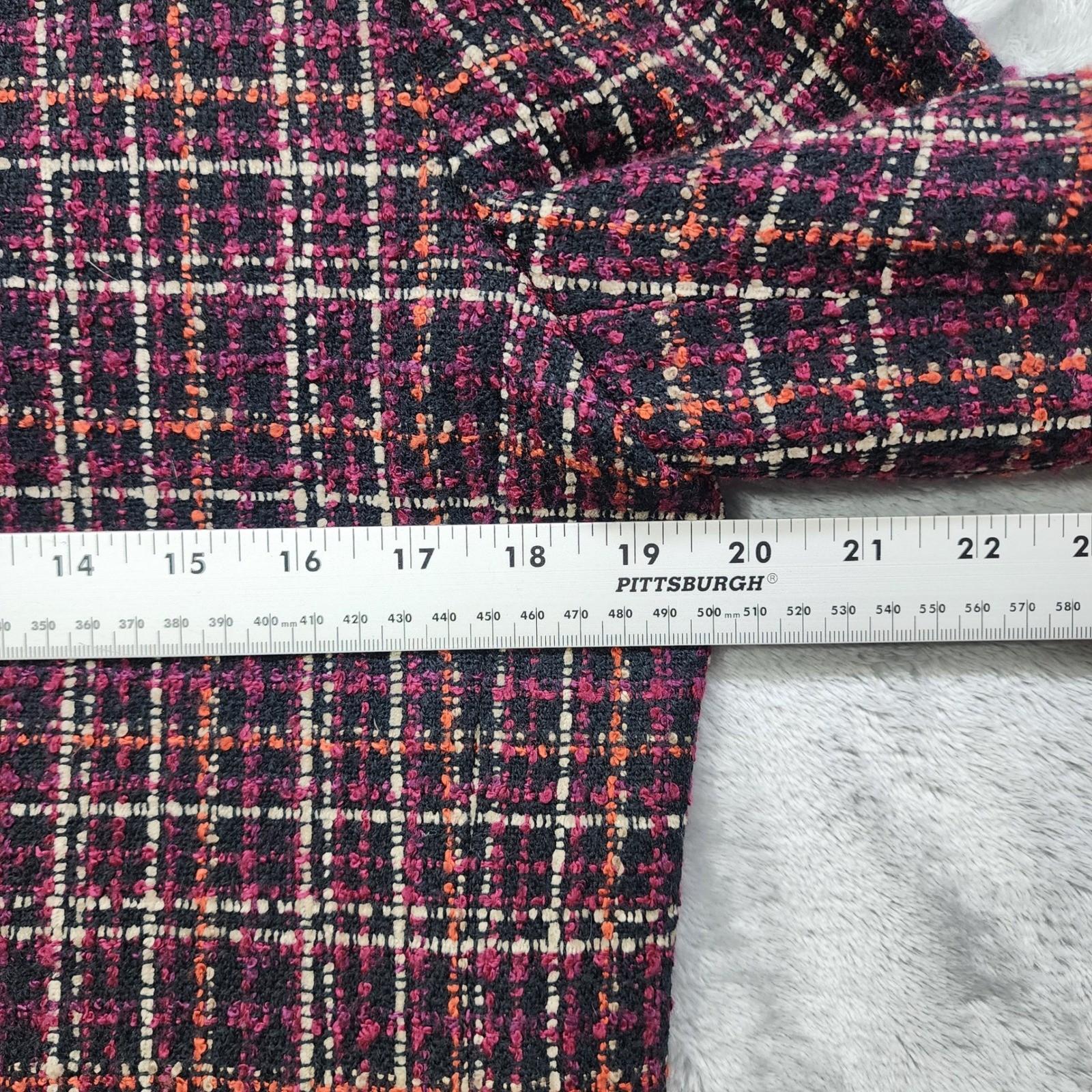 Vintage Laura Scott Jacket Womens 12 Multicolor Plaid Tweed Zip Blazer Preppy