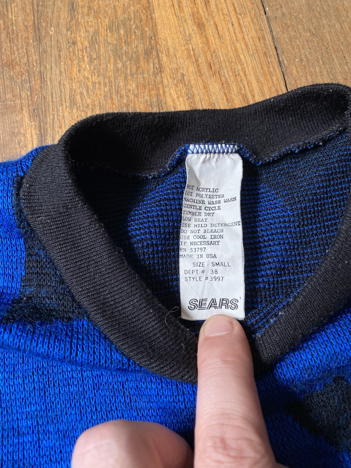 Vtg 80s Sears Graphic Number Knit Sweater Dress Small Blue Black New Wave USA