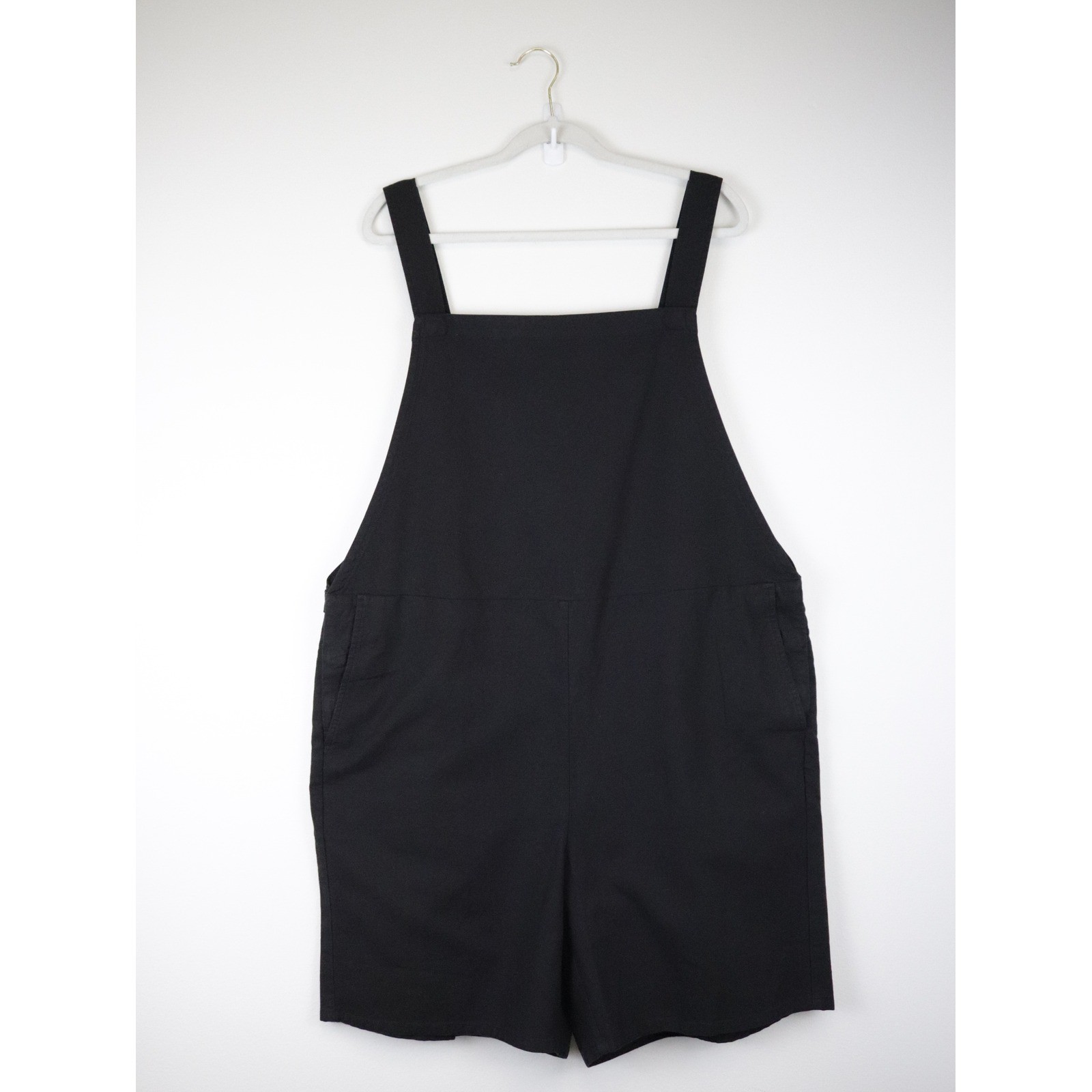 NWT Eileen Fisher Cotton Hemp Stretch Short Overalls XL Black