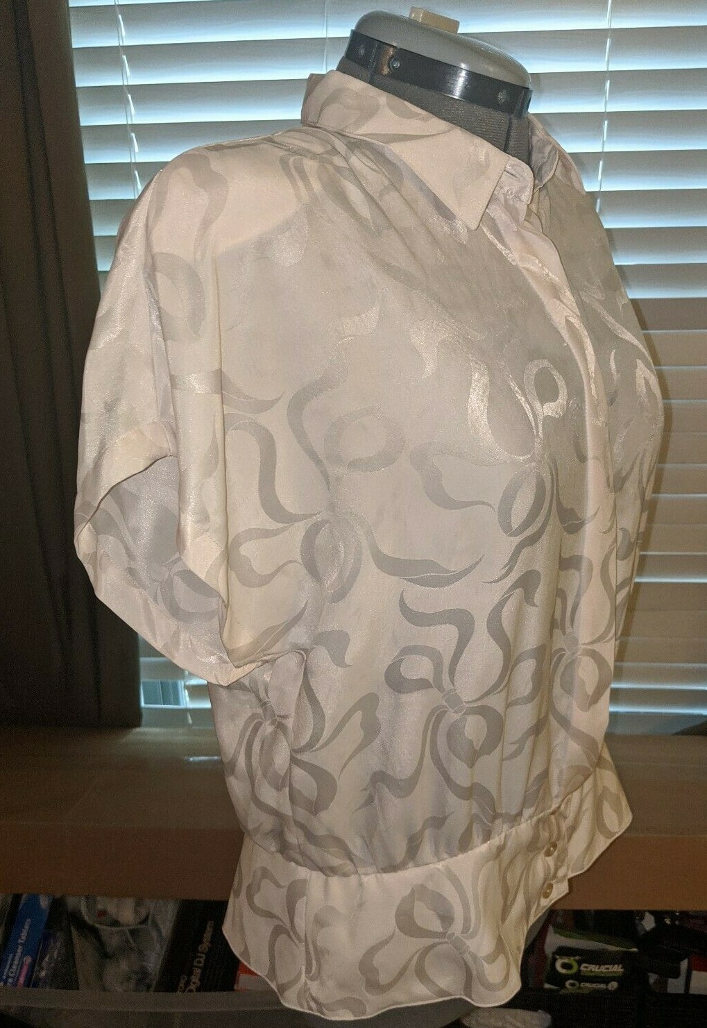 Vintage Shapely Polyester Blouse Cream Shapely Classic sz 14