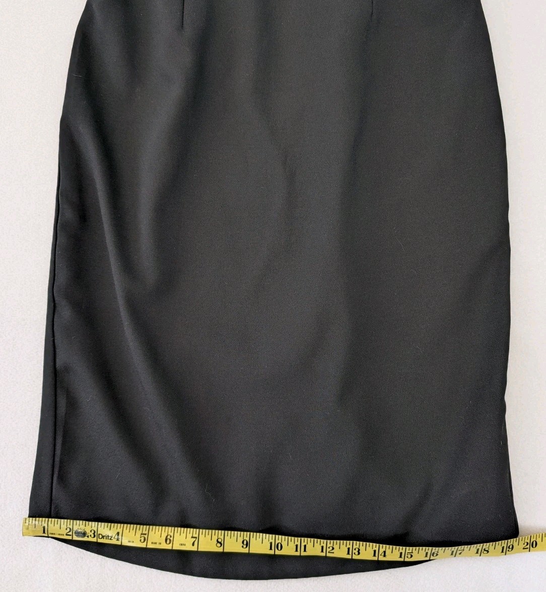 Vintage Black Career Skirt Women’s 12 Back Zip & Elastic Back 28.5″ Long USA