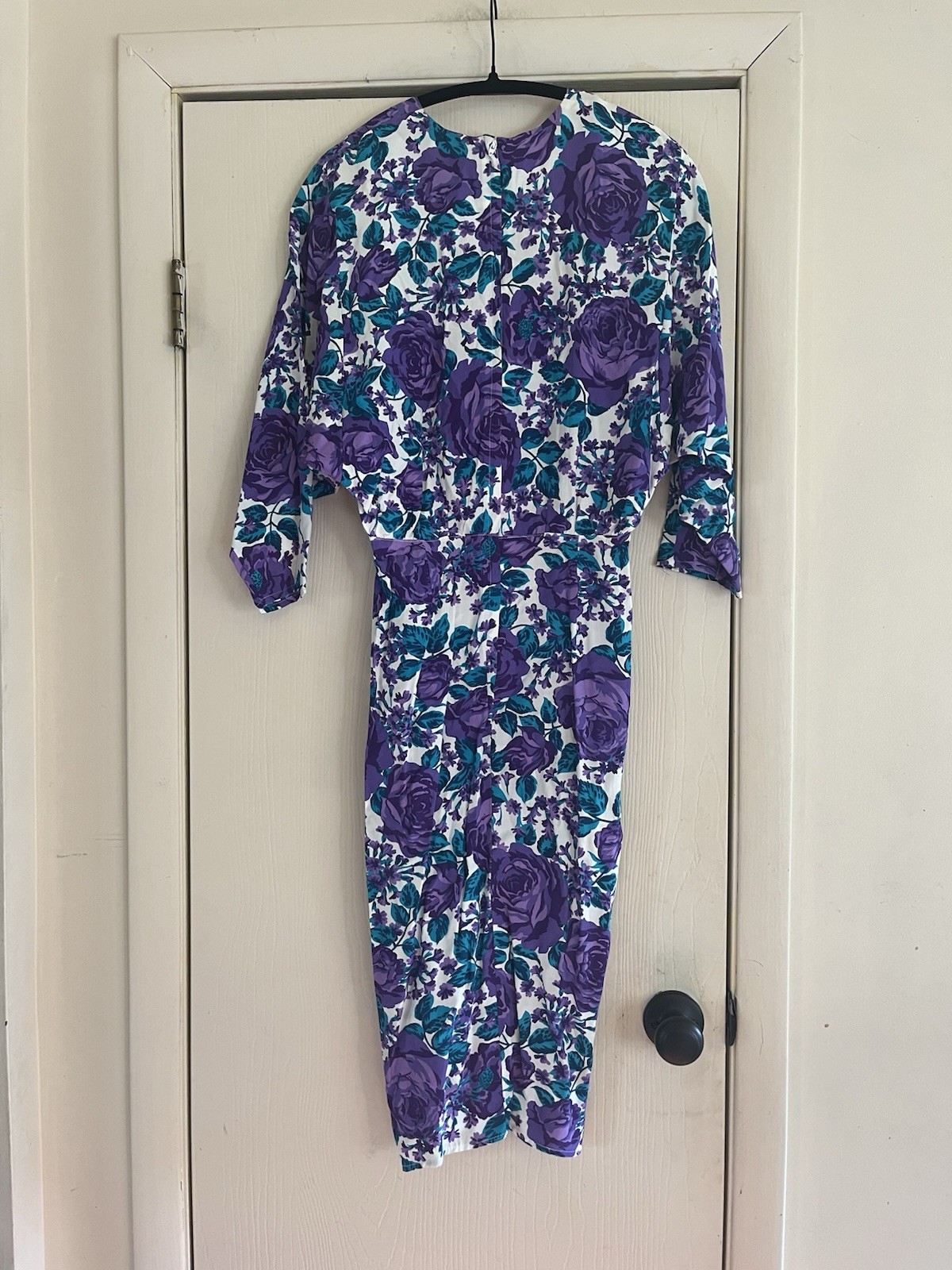 VTG 80s Spring Garden Party Ruched Skirt Bloomcore Avant Garde Midi Dress S