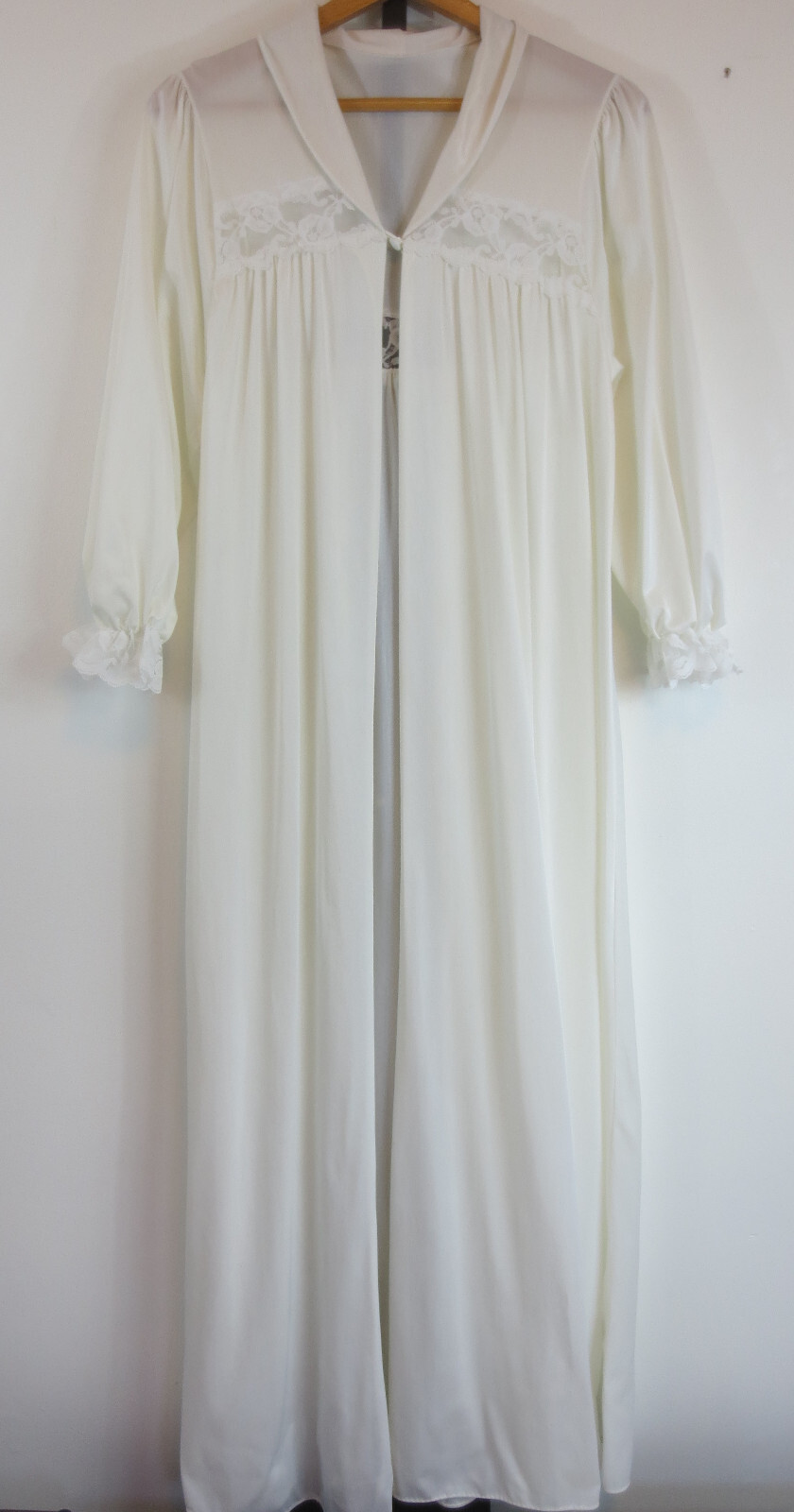 Vintage Llise Stevens Off White Open Front Robe Womens Size S Long Sleeve READ