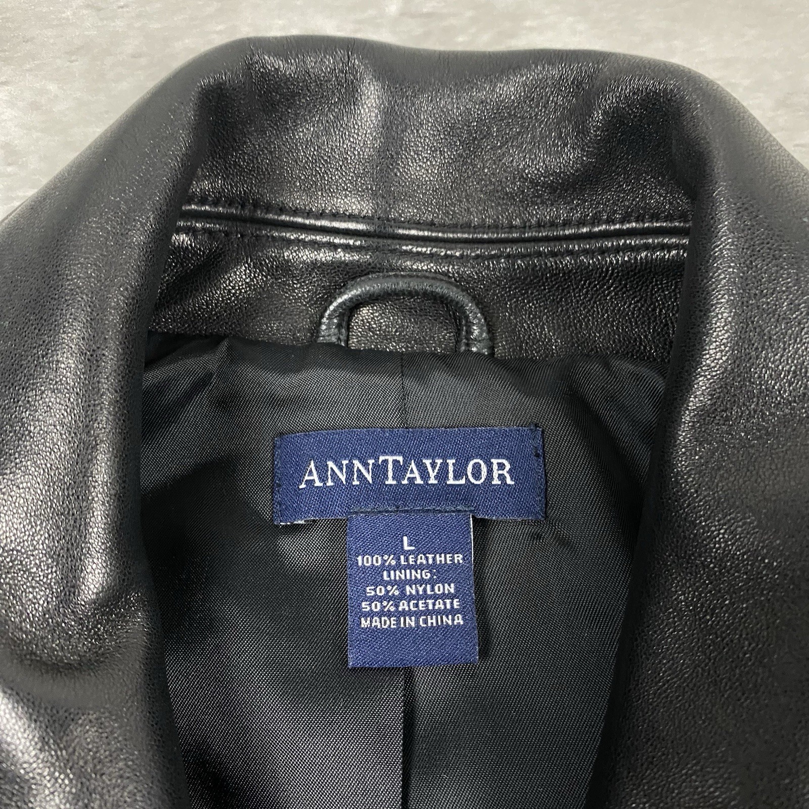 vintage 90s ANN TAYLOR black leather jacket L minimalist casual chick