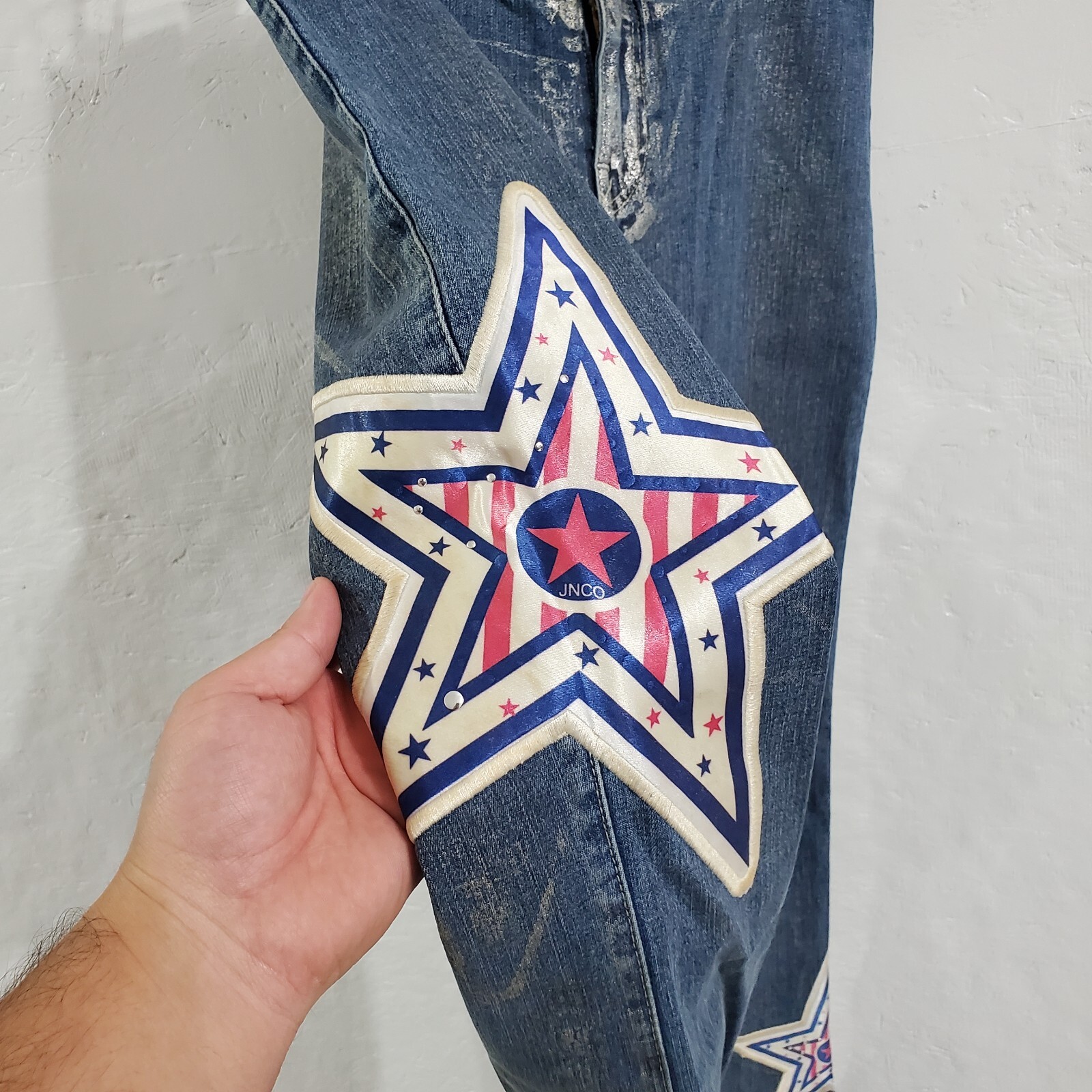 Vintage 90s JNCO Star Flare Boot Cut Jeans Women’s Size 7 Rare Punk Emo Denim