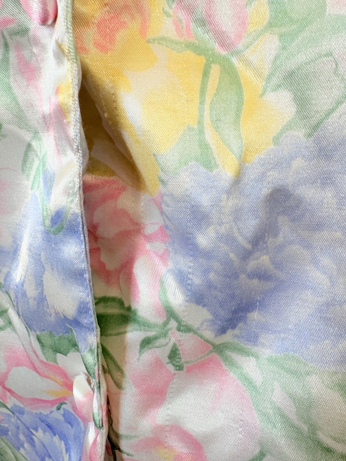 Vintage Kathryn Satin Pastel Floral Flannel Night Shirt Nightgown Gown~Large