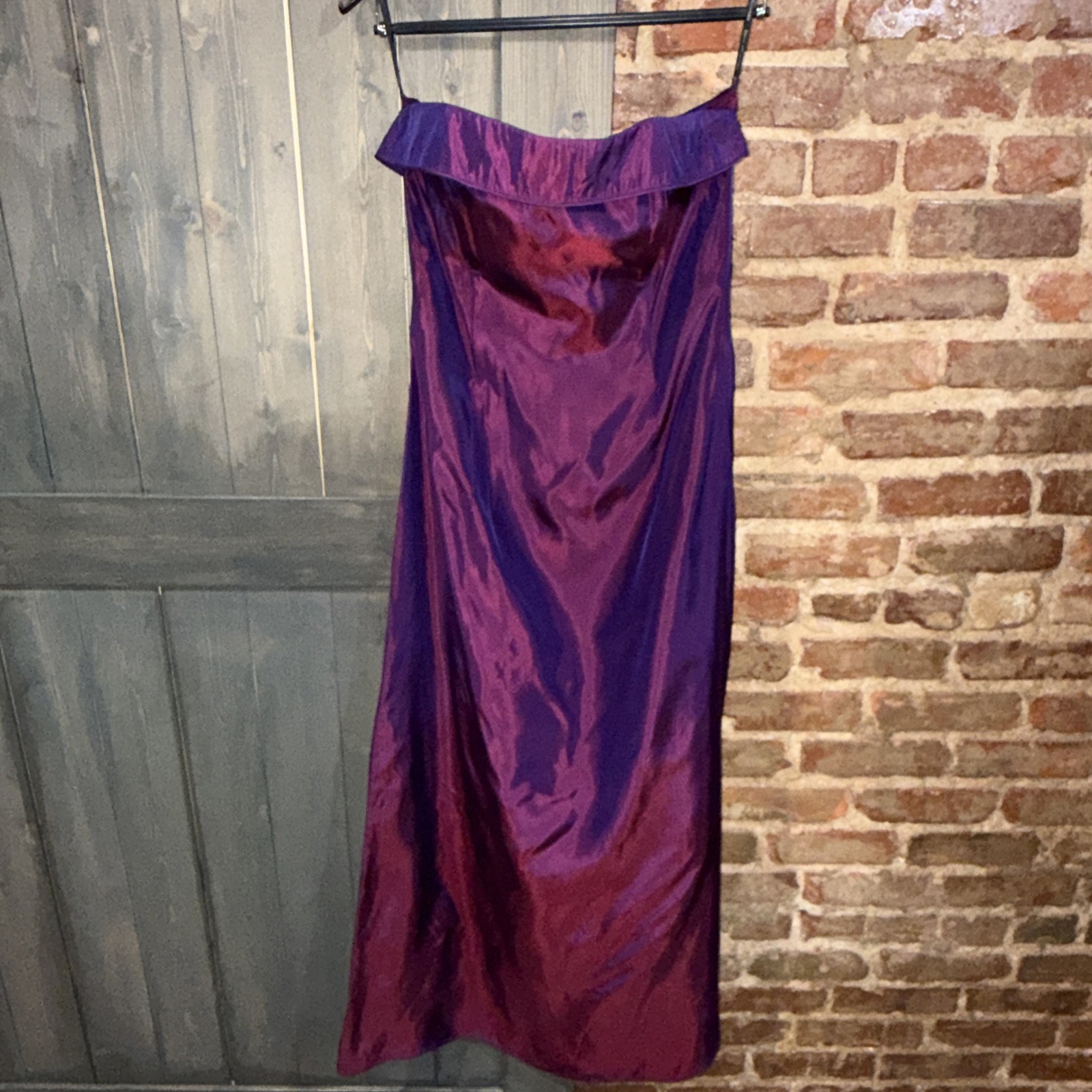 VTG Jessica McClintock Gunne Sax Iridescent Purple Satin Strapless Prom Dress 13