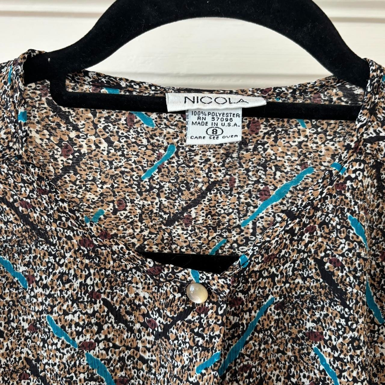 80s Vintage Twee Secretary Blouse Ditsy Pattern Nicola MEDIUM