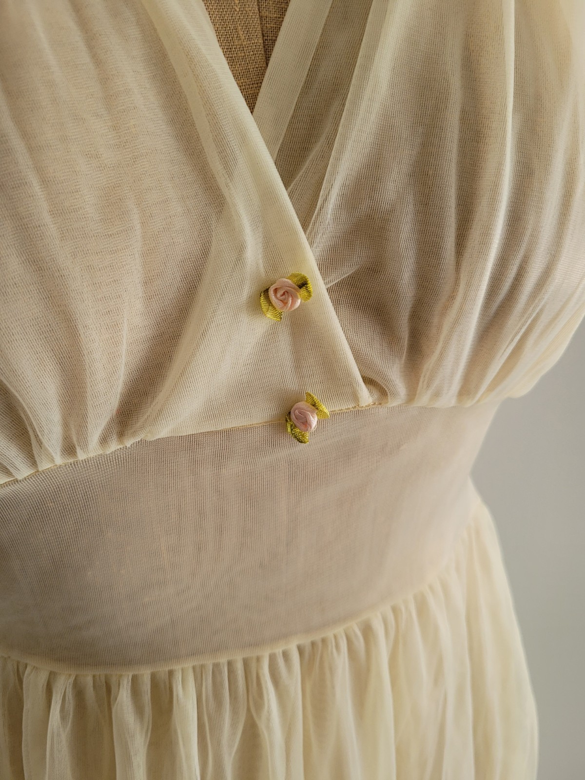 Vintage Amourelle Peignoir Set Babydoll Sheer Yellow Chiffon Nightgown Robe S