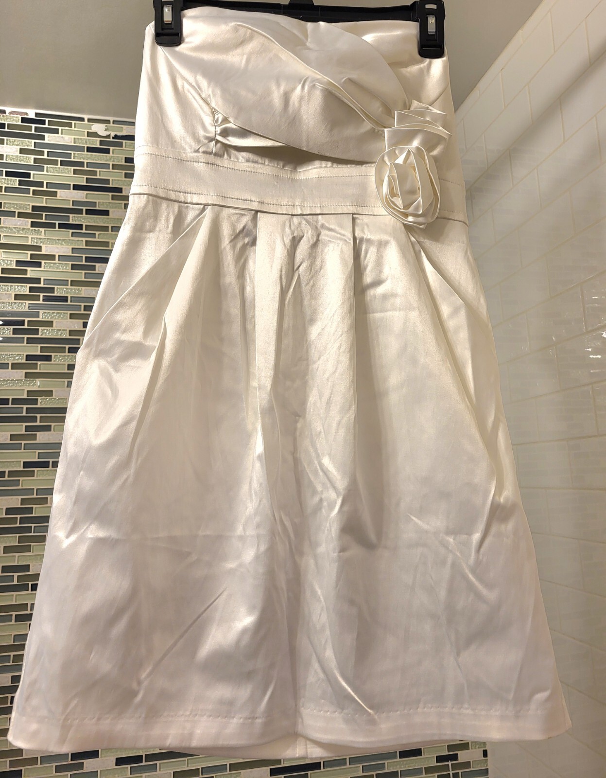 VTG 90s IVORY STRAPLESS PARTY DRESS Pockets Bow NEW WITH TAGS + FREE SHIPPING!