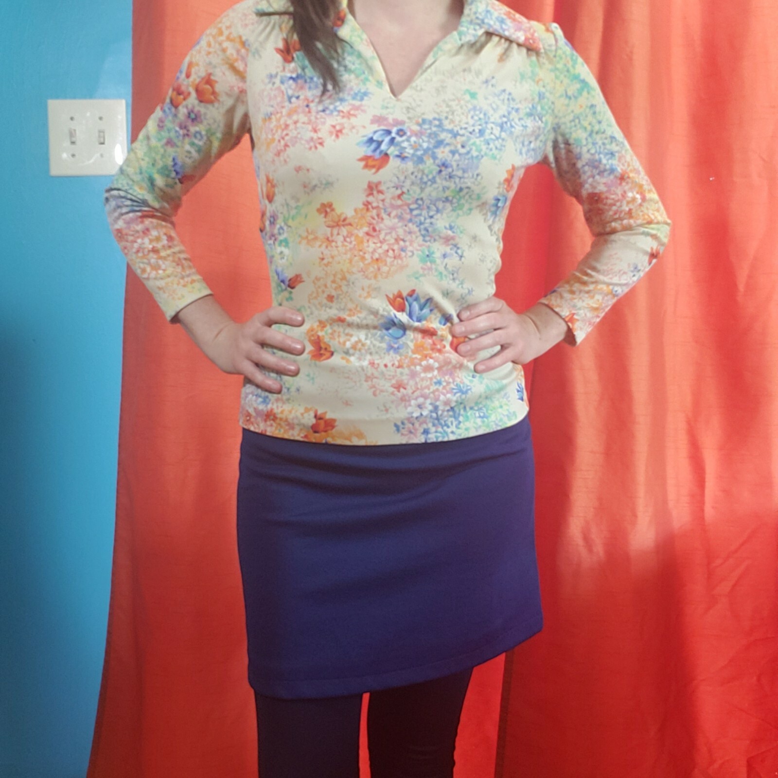 1970’s 1980’s women’s Mod. floral collared vintage top Size S (4) Newton Centre 