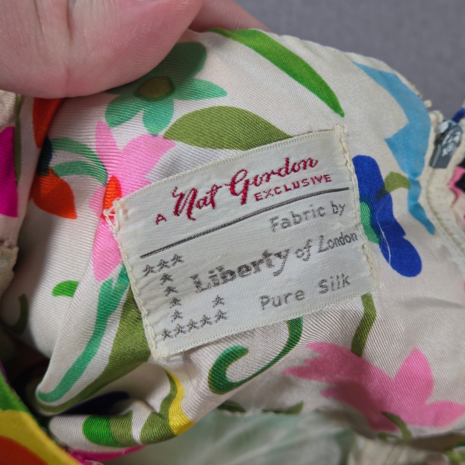 Vintage Silk Dress Womens Large Floral Midi Pleated Hippy Nat Gordon Liberty 60s