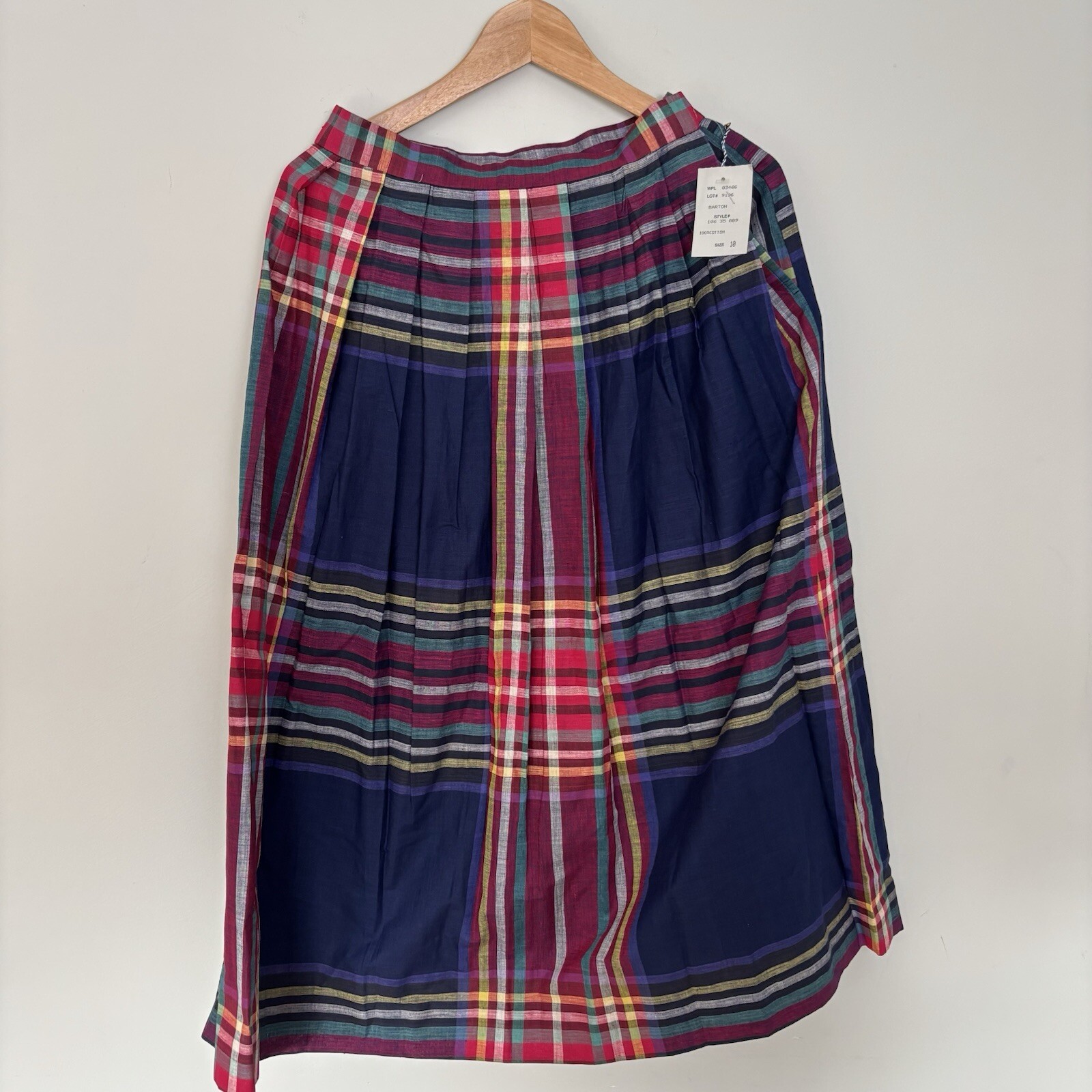 Vintage Carroll Reed of New England Multicolor Plaid Pleated Midi Skirt-10-NWT