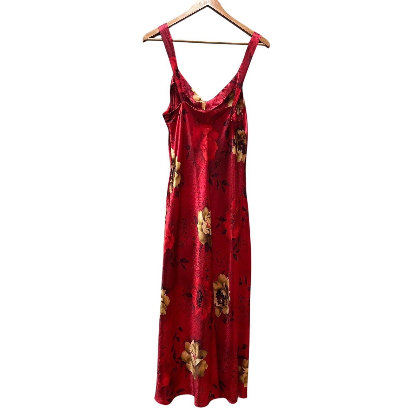 Vintage Inner Most Nightgown & Robe Red Floral Long Classic Romantic Feminine M