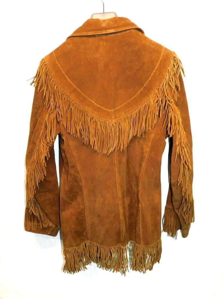 Vintage Pioneer Wear M Brown Suede Western Fringe Coat Woman Rockabilly Rodeo