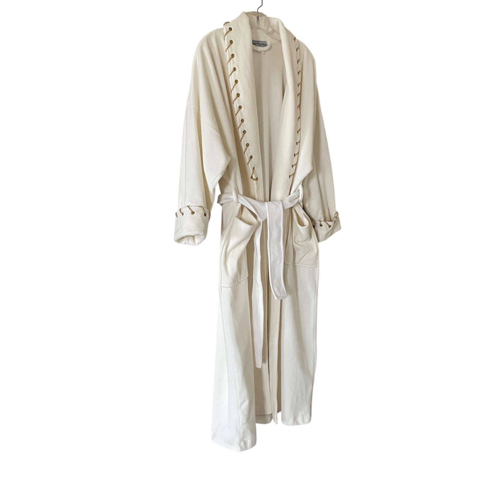 Made Exclusively For BLOOMINGDALE’S Size Medium Ivory Gold VINTAGE Long Robe USA