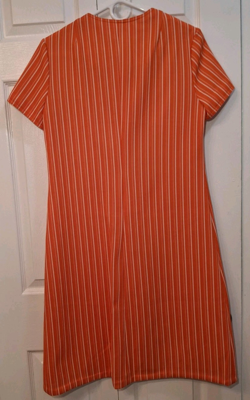 Vintage Stacy Ames Dress Orange White Vertical Stripe 50/60s Int Ladies Garment