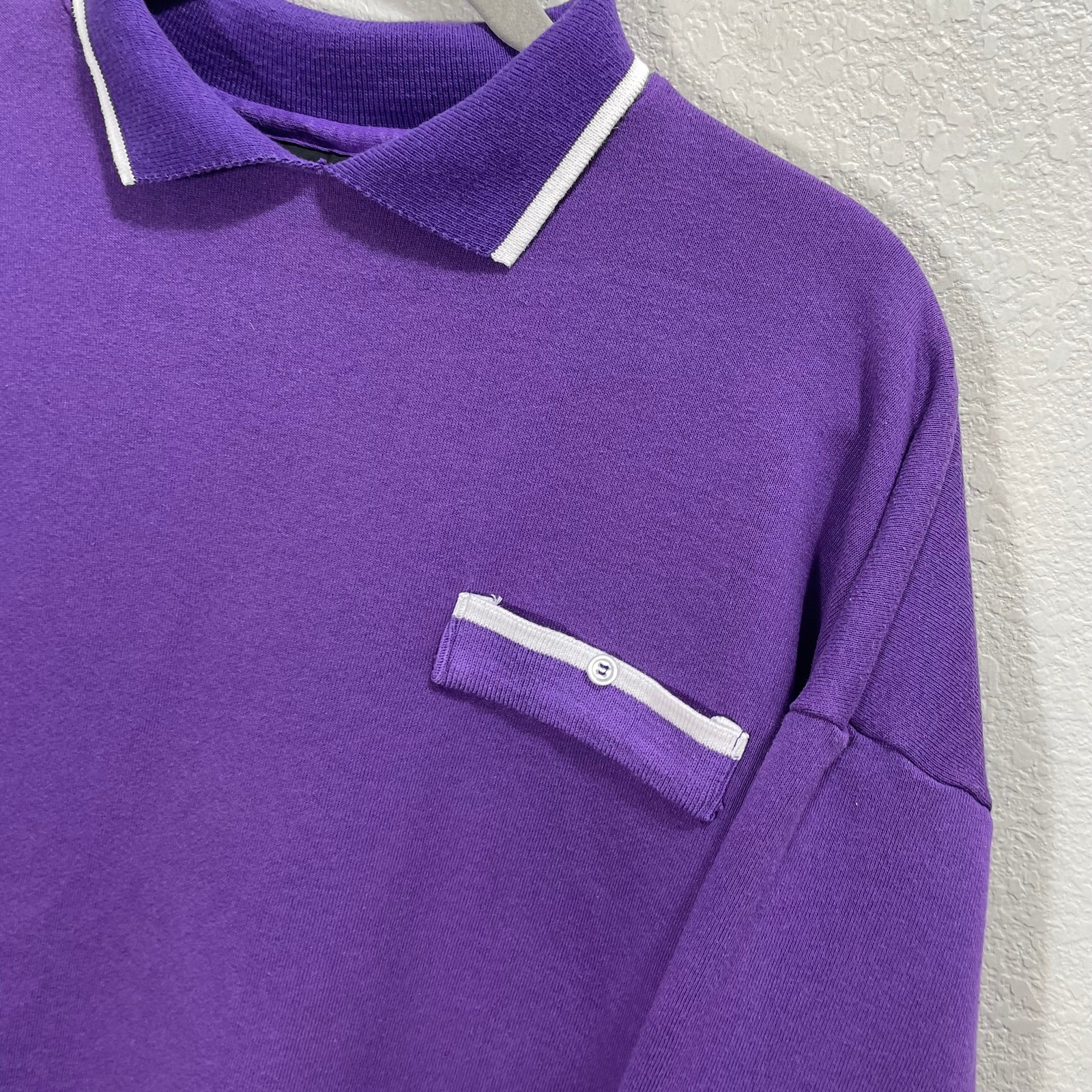 Vintage 90s Purple Long-sleeve Polo Sweatshirt Collared Sunbelt Sportswear XL