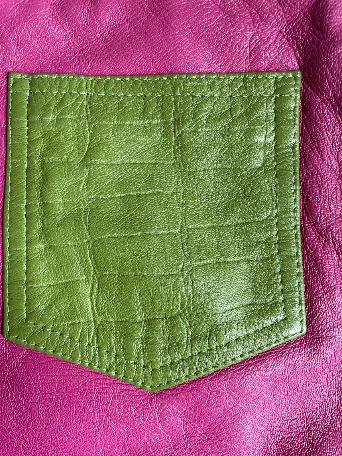 Vtg hot pink,green,60s pop art/op art styl mod go go shorts. genuine leather.S/M