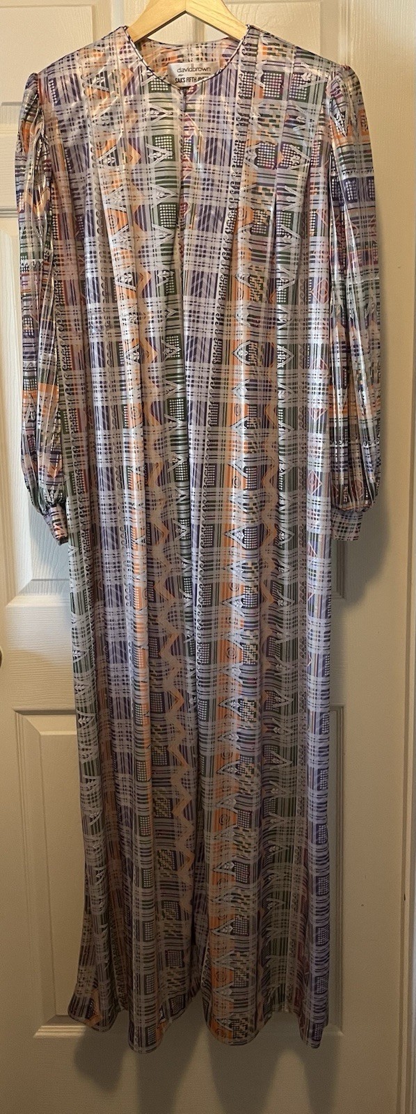 Vintage David Brown Saks California House Dress Zip Pockets Shoulder Pads Large