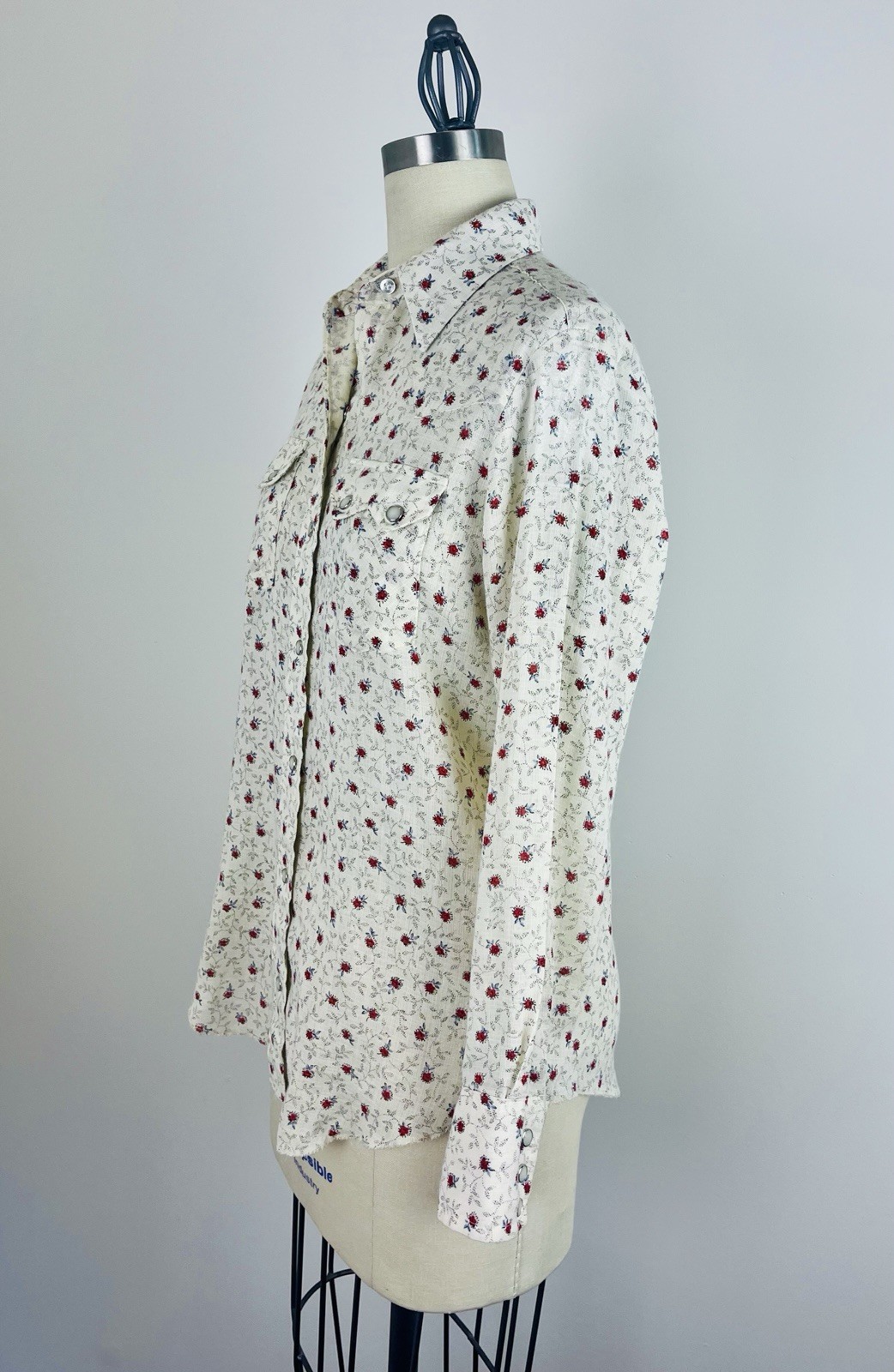 Vintage 70s Dee Cee Brand Floral Country Western Pearl Snap Rodeo Shirt S/M