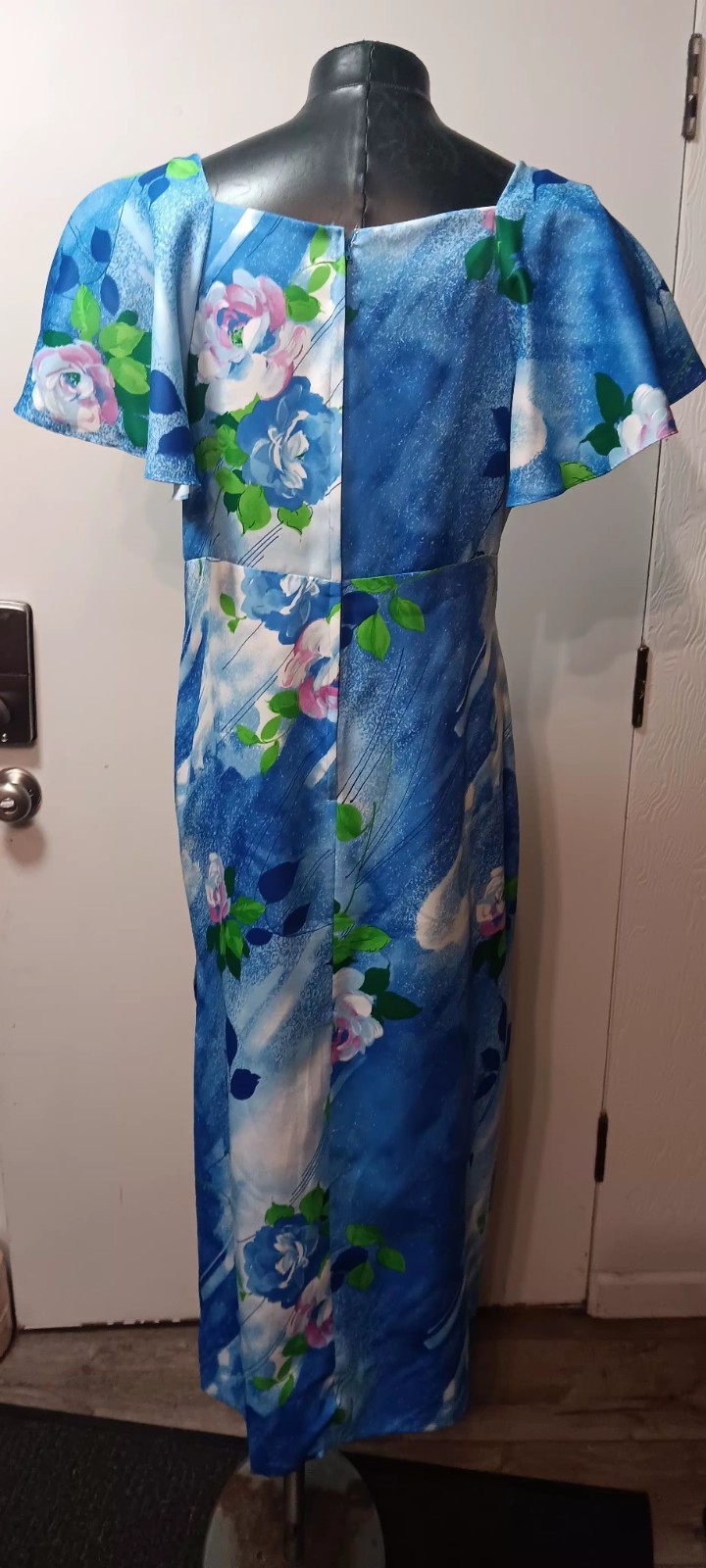 Vtg POMARE OF Tahiti HAWAIIAN DRESS TROPICAL MAXI SZ L xl