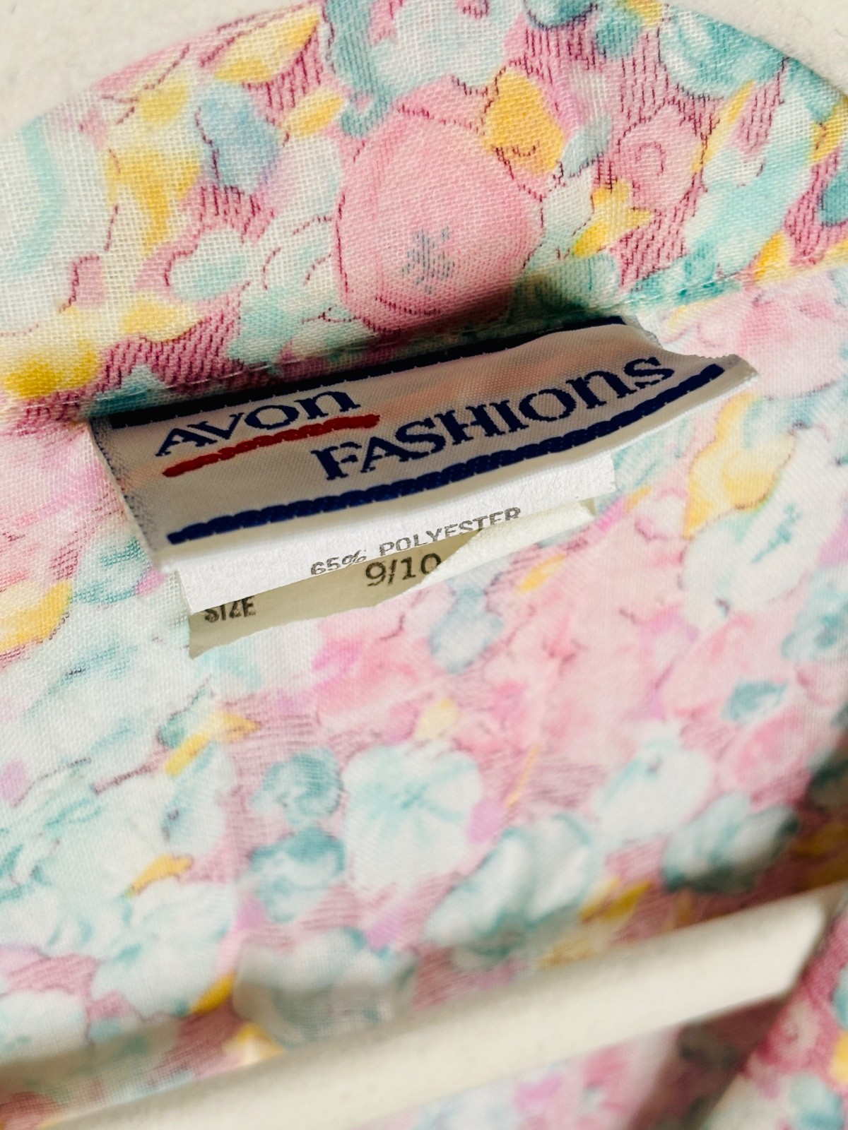 VTG 70’S AVON FASHION PINK FLORAL SEMI SHEER LACE TRIM COTTAGECORE BOHO*S