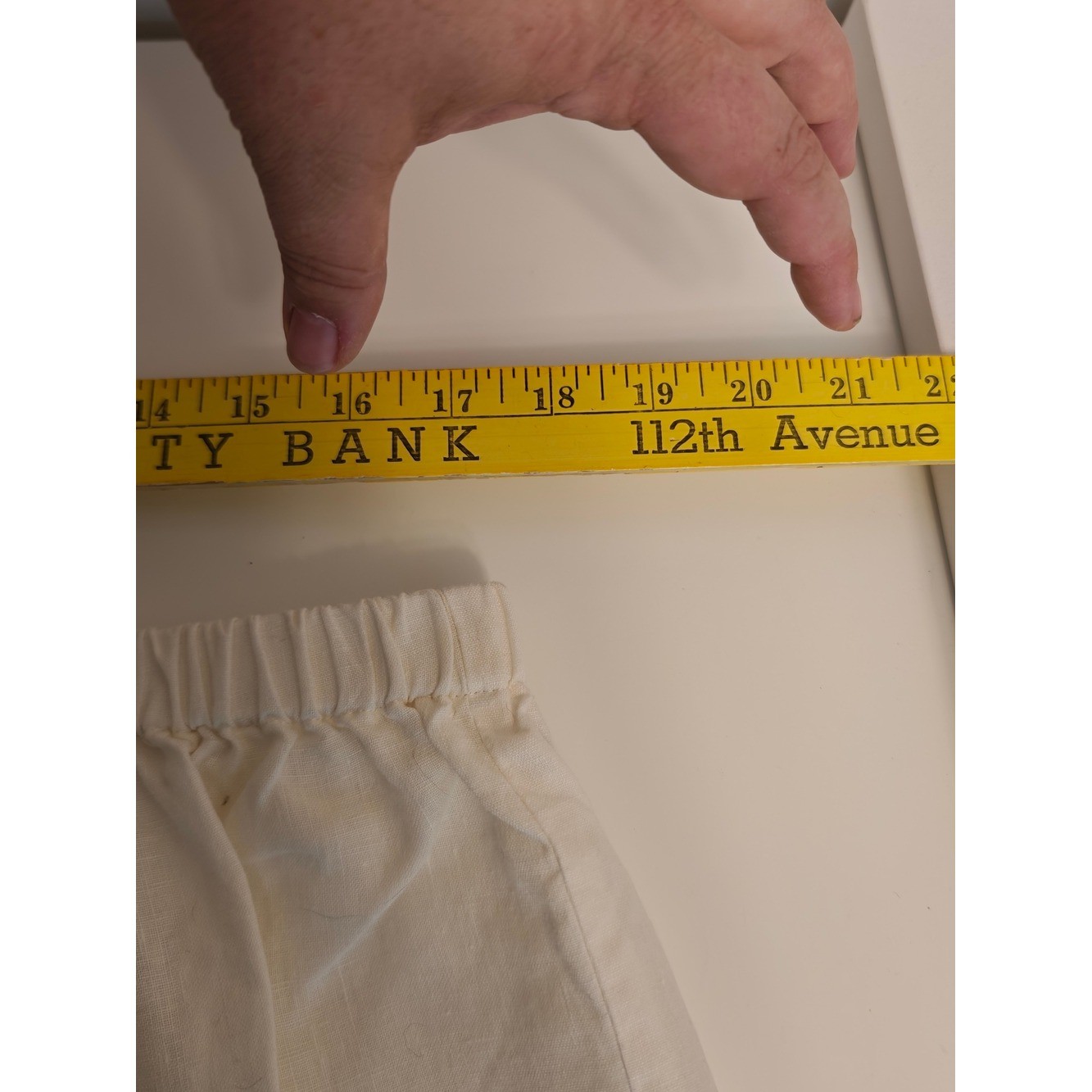 Vintage DKNY Cream Wide Leg 100% Linen Pants Pink Trim XL Elastic Waist Trousers