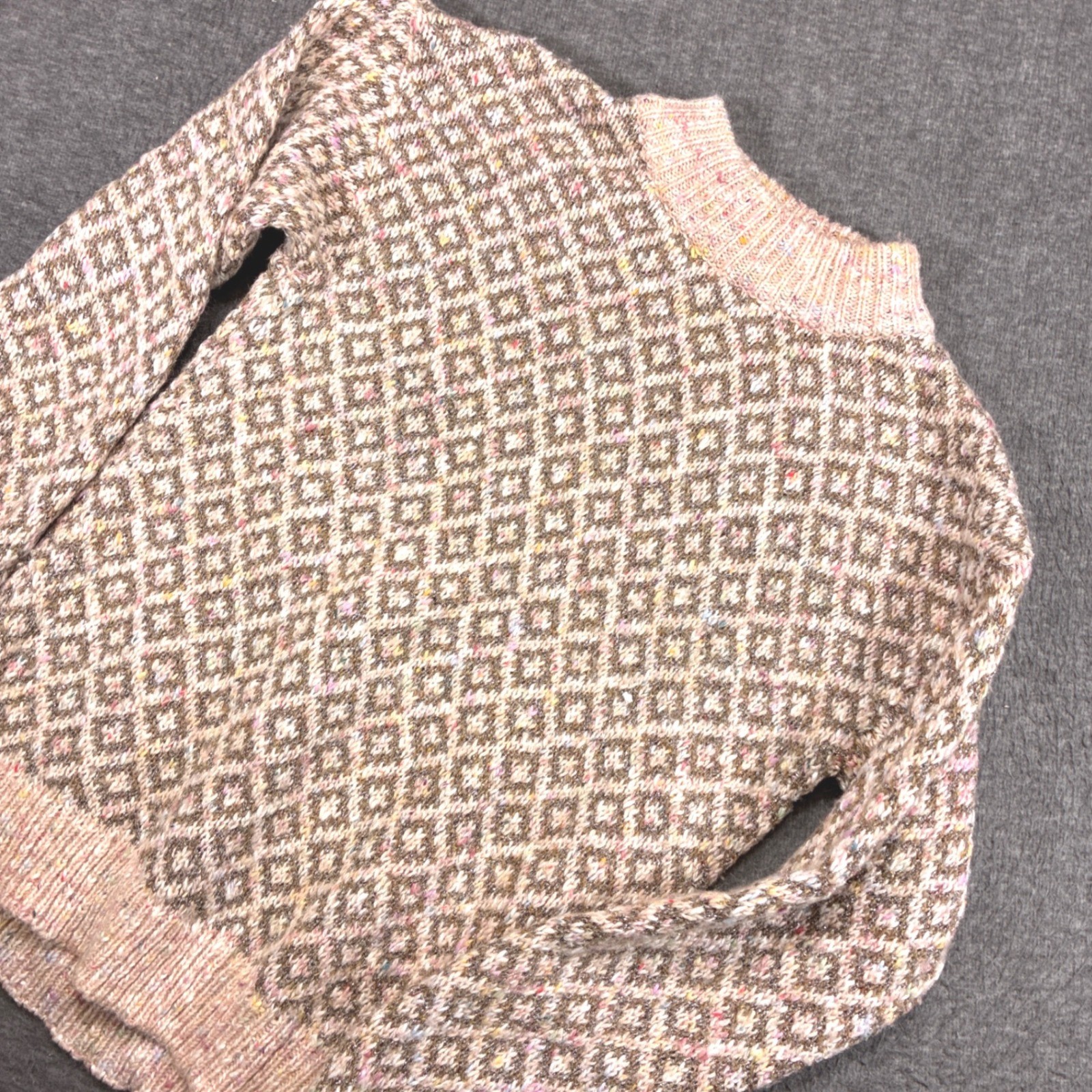 Vintage Partners by Mervyns Sweater Women Medium Pink Geometric Knit Sparkle 80s