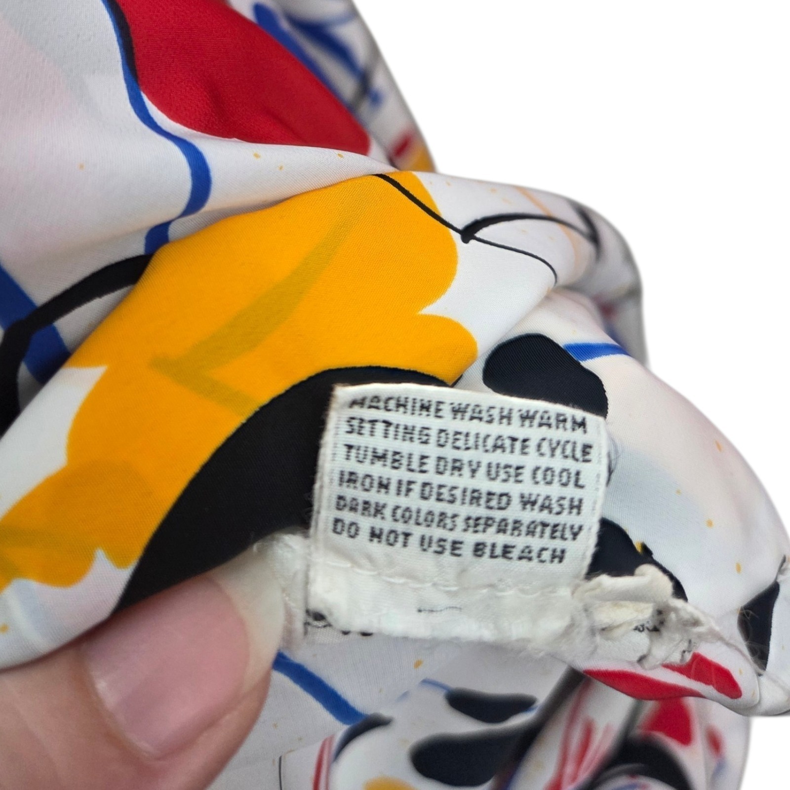 Vintage 80s Pop Art Splash Ascot Tie Neck Secretary Blouse Size 6P