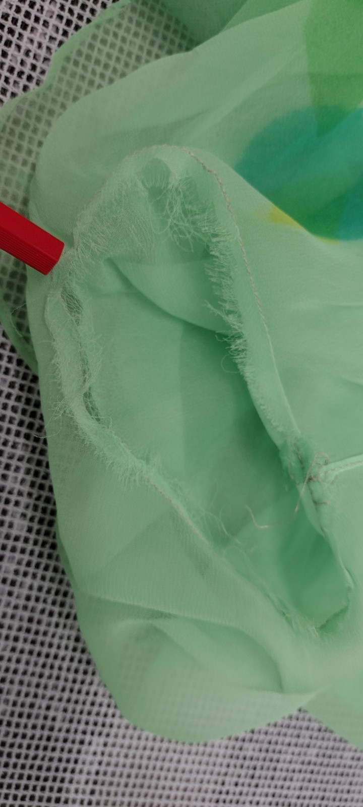 Vintage Psychedelic Jade Green Silk Chiffon Wide Bell Sleeves Maxi Gown Sheer L