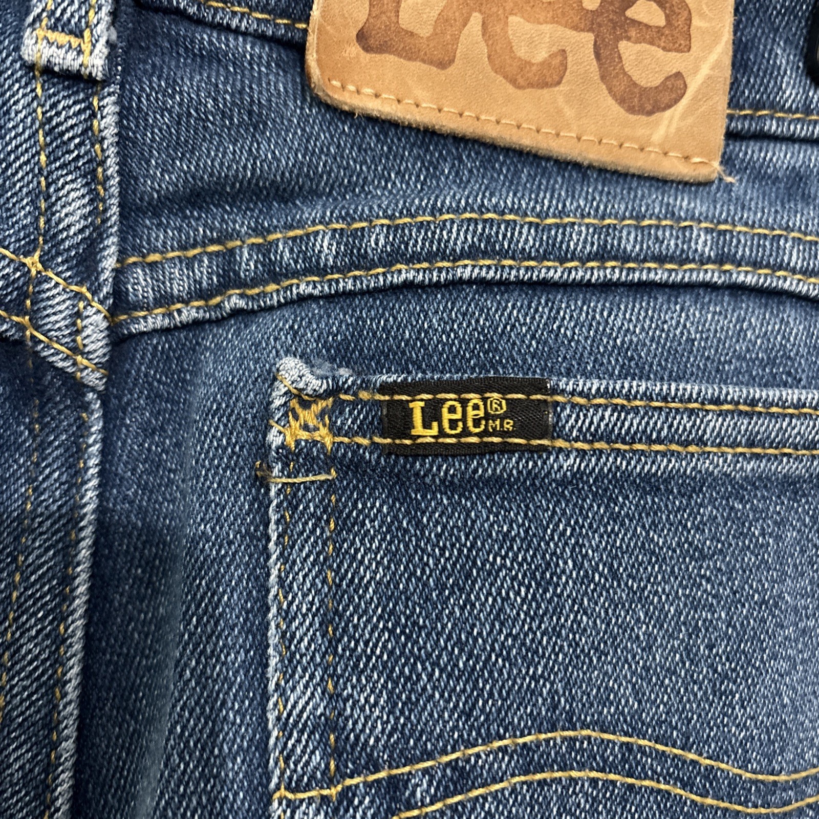 Vtg Lee Straight Pants Mom Jeans Medium Wash 5 Pockets Wavy S Stitching Sz 14L