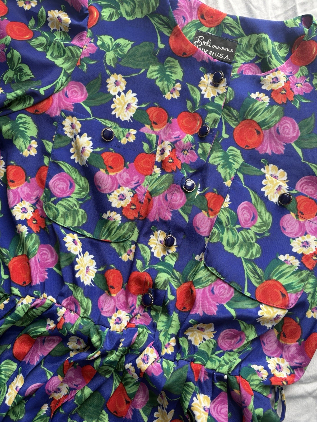 Breli Originals 80’s Pleated Floral Cottagecore Praire Botanical Bright Dress