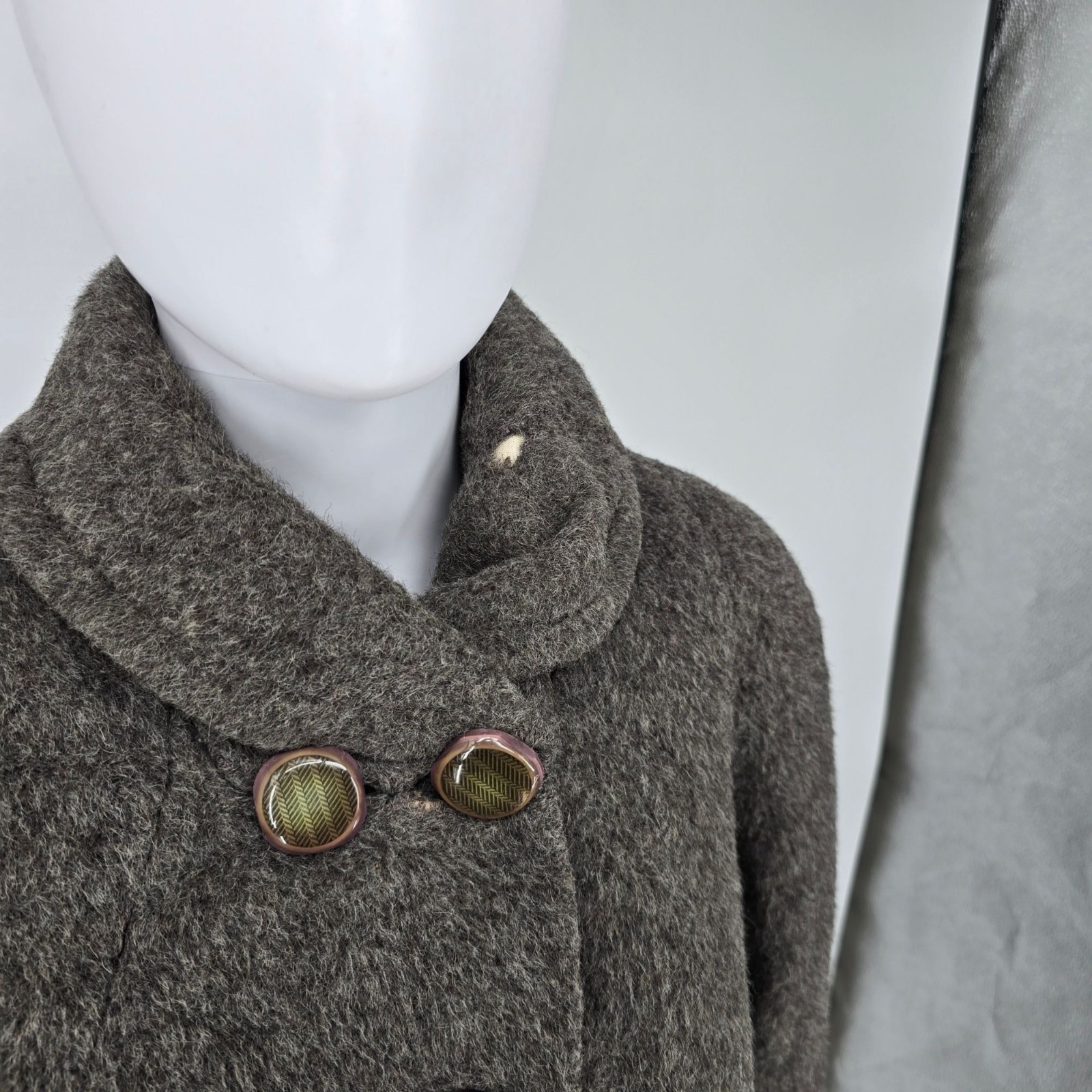 Vintage 1960s Unbranded Women’s Gray Shawl Collar Swing/Cocoon Coat (XL)