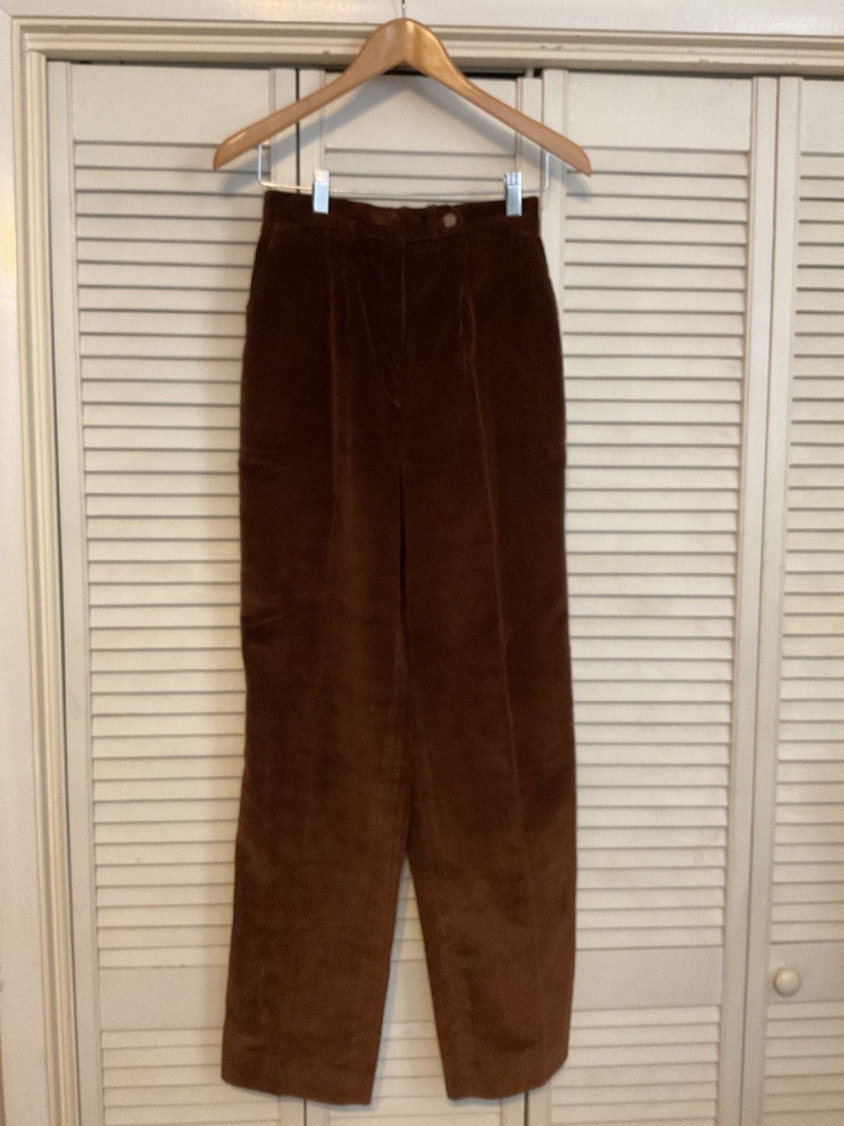 Vintage 1980s Halston III Brown Corduroy High Waisted Wide Leg Pants Size 8