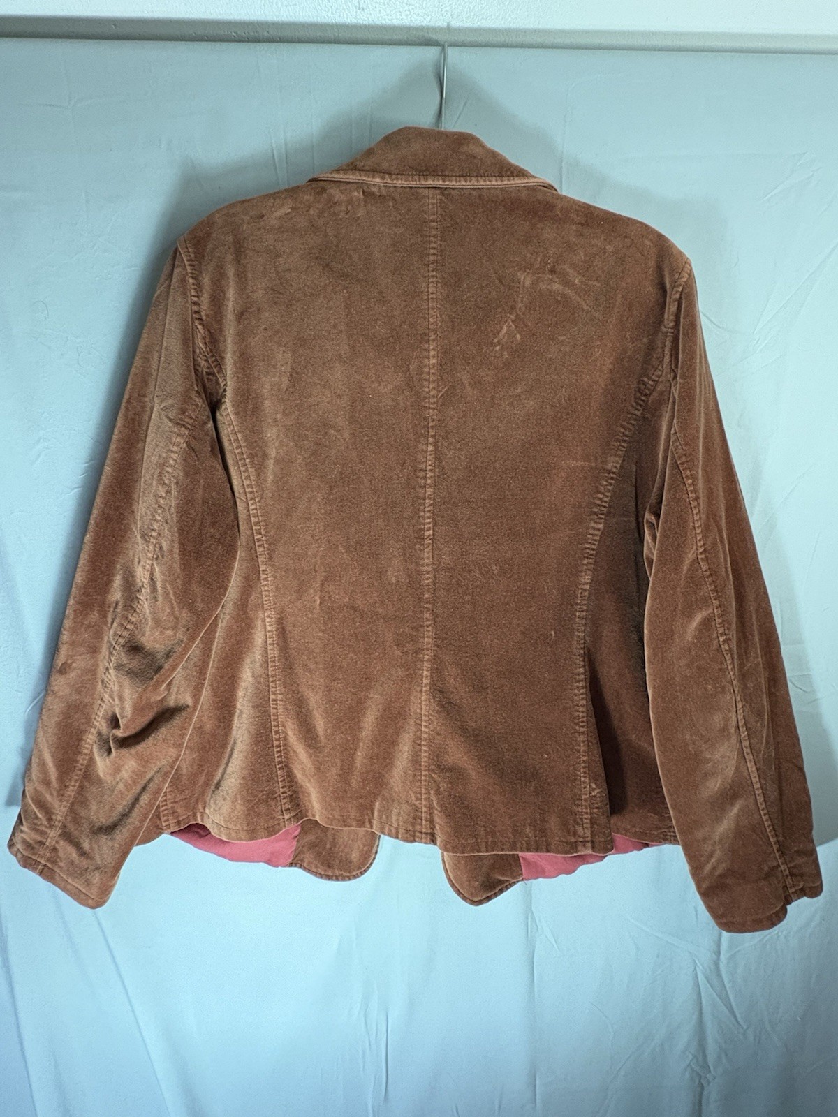 Vintage Rust Brown Velvet Womens Oversized Blazer sz M by i.e. 70s Style Western