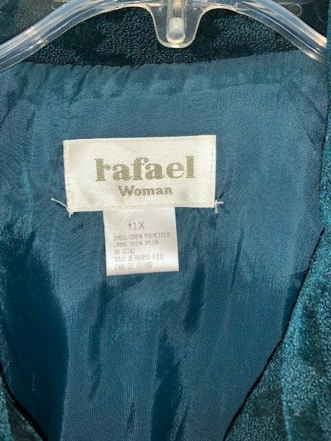 Vtg 80’s Windbreaker Jacket Track teal velour & gold accents Rafael Woman sz 1X