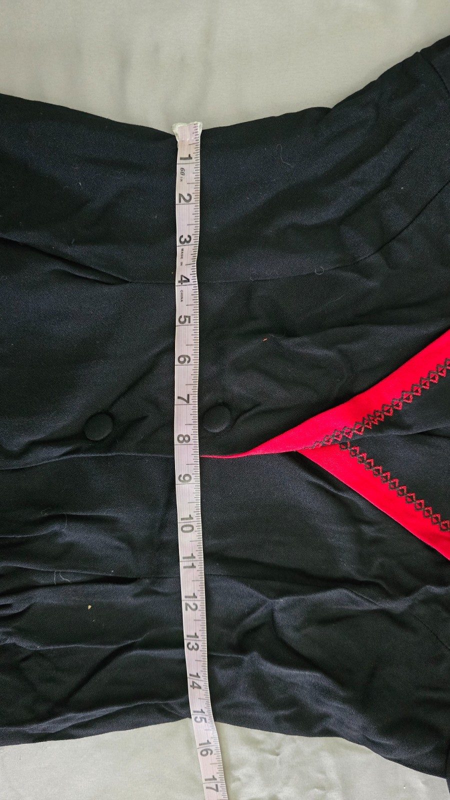 NWOT Vintage 80-90s S.L. Fashions Black Red Big Suit Collar Dress, Petites 12