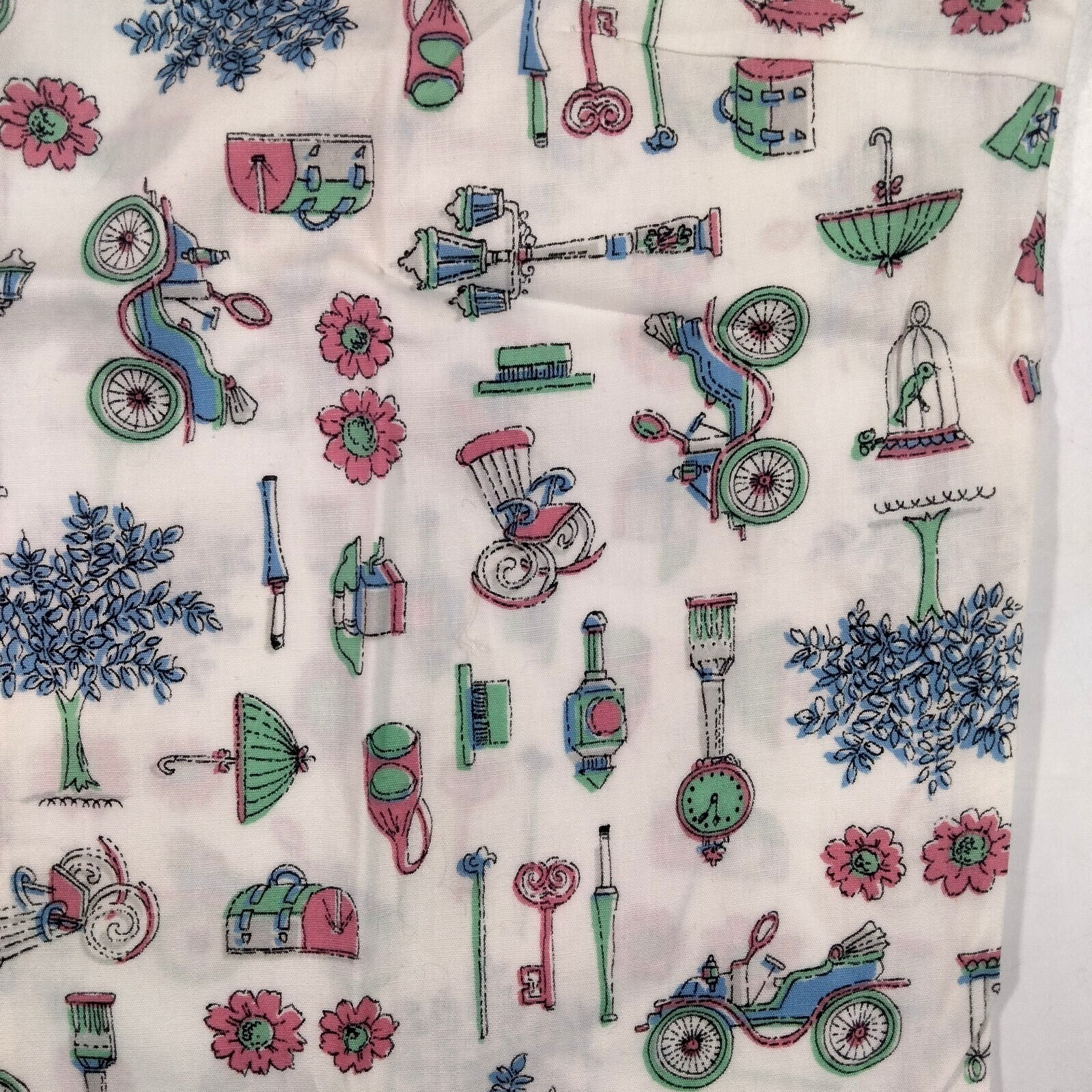NWT Vtg 50s Sanforized Button Up Shirt Womens 32 Rockabilly Novelty Bike Artsy