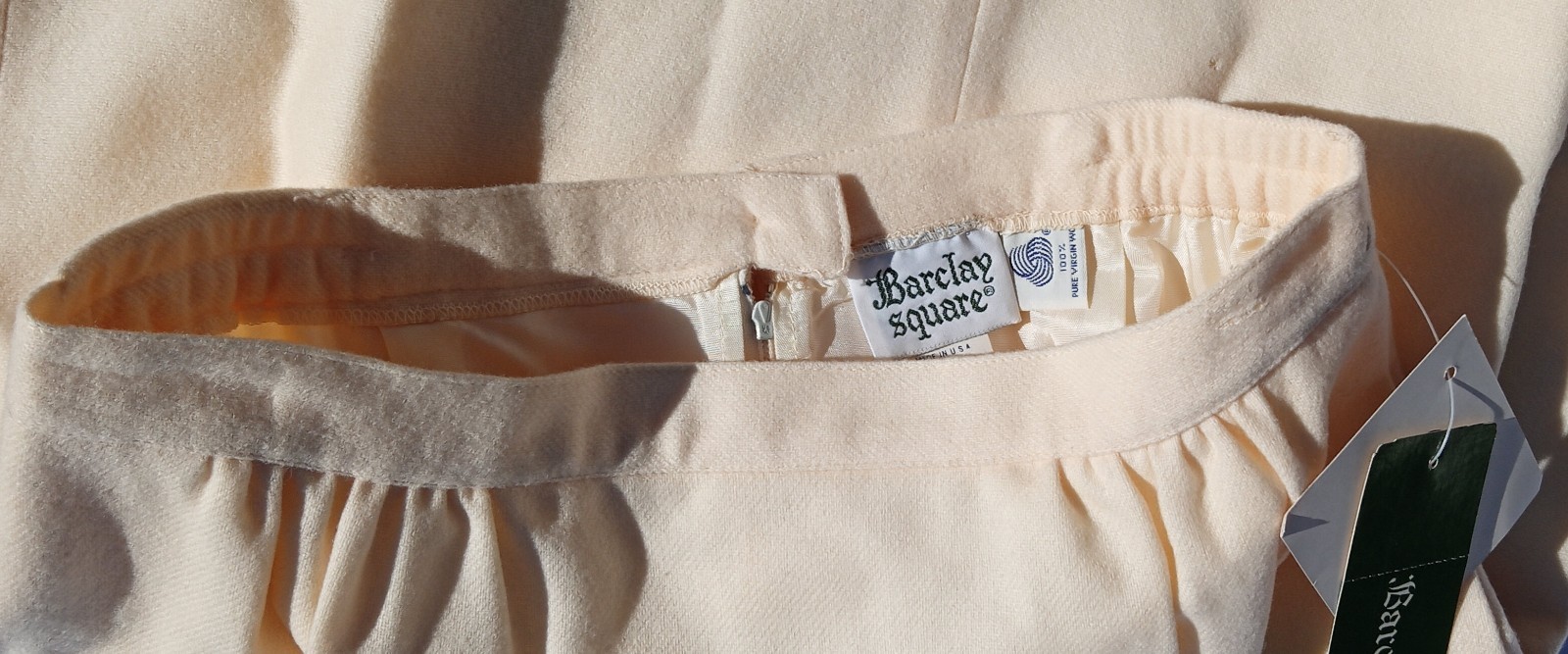 Barclay Square Wool Skirt Women’s Size 12 Ivory Cream Midi USA FLAW