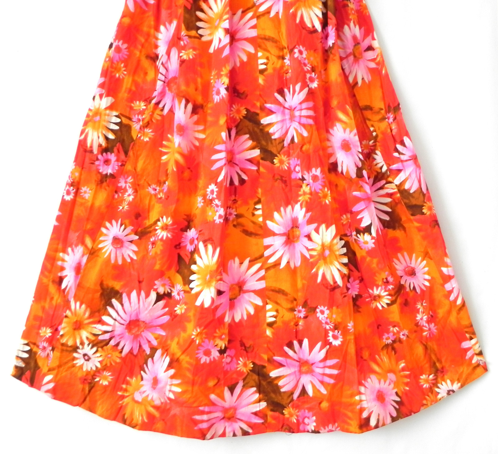 Vtg Sample Shop Waikiki Hawaii Maxi Dress Vibrant Color Floral Flared Size S