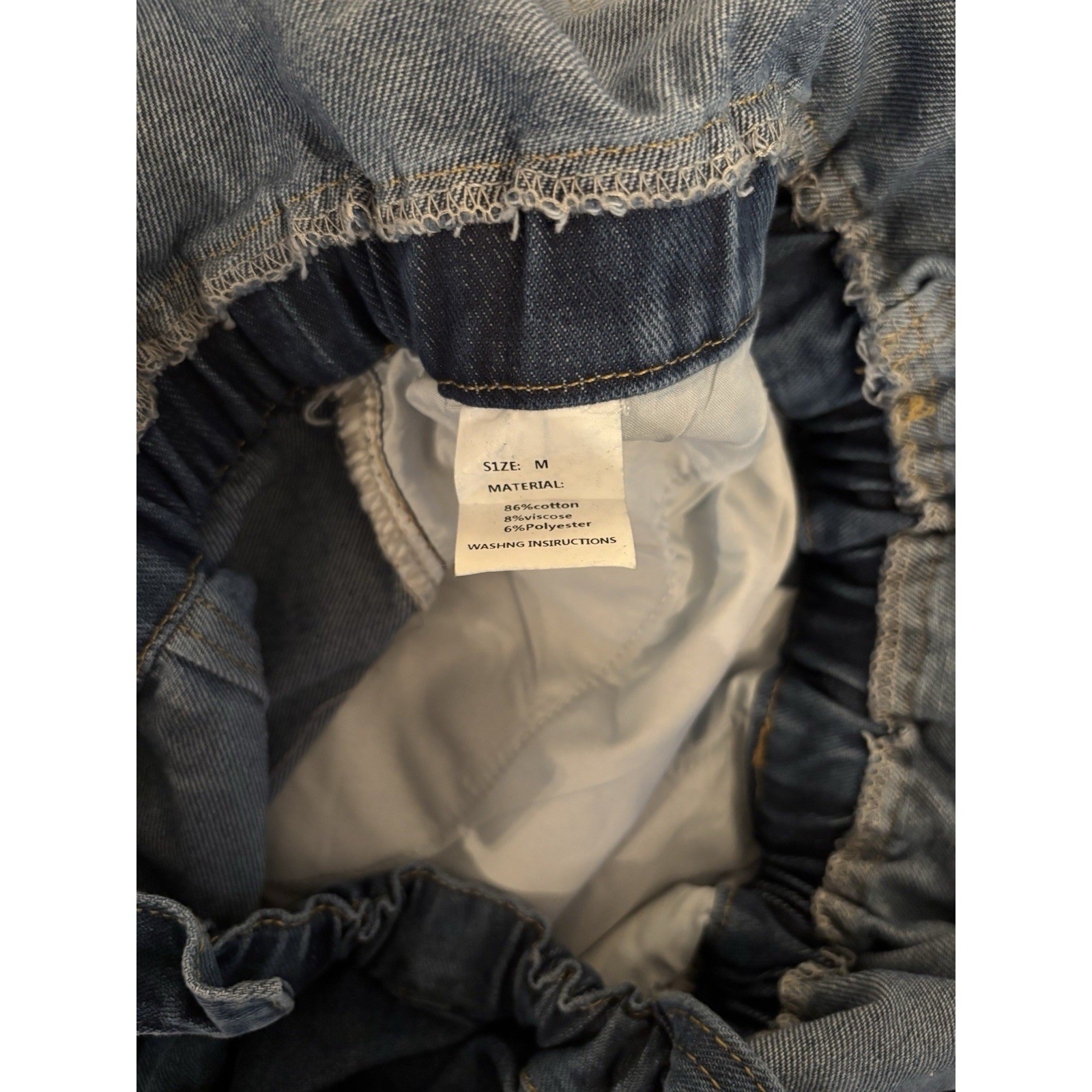 Denim Medium Wash Blue Denim Overall Romper Sz M Backless Smocked Waist Boho